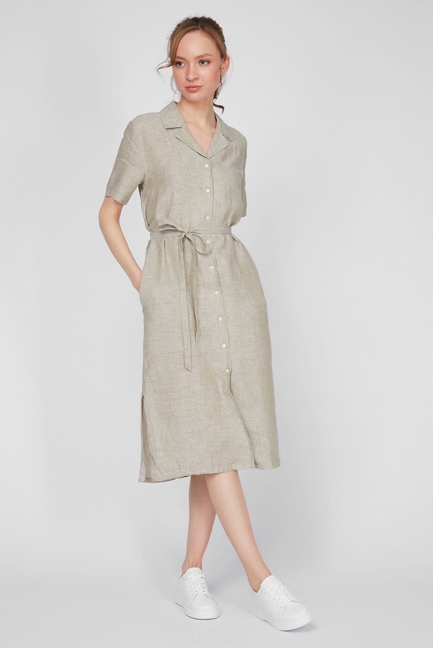 Женское оливковое платье LINEN CHAMBRAY 1