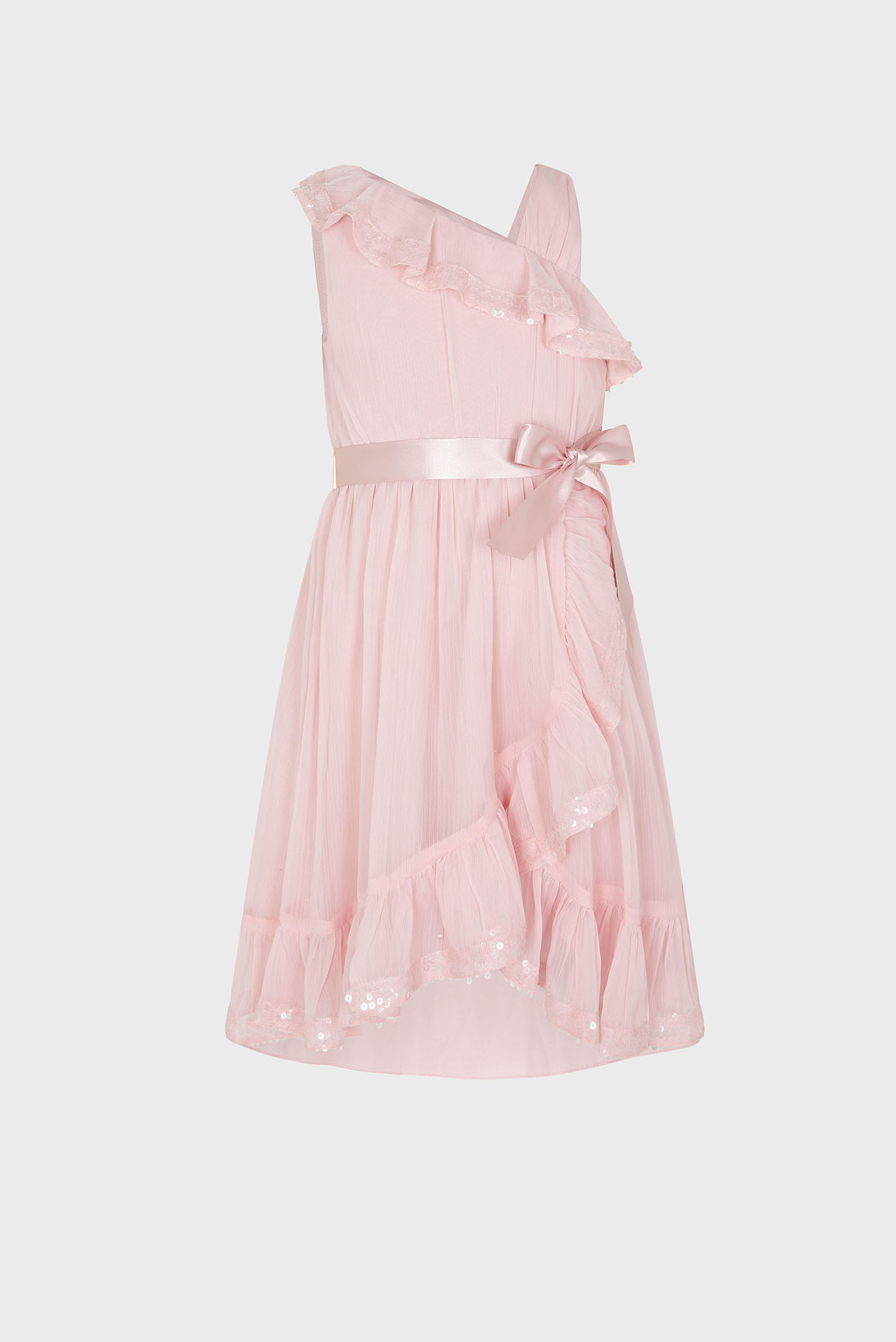 Детское розовое платье SIMONE ONE SHOULDER 1