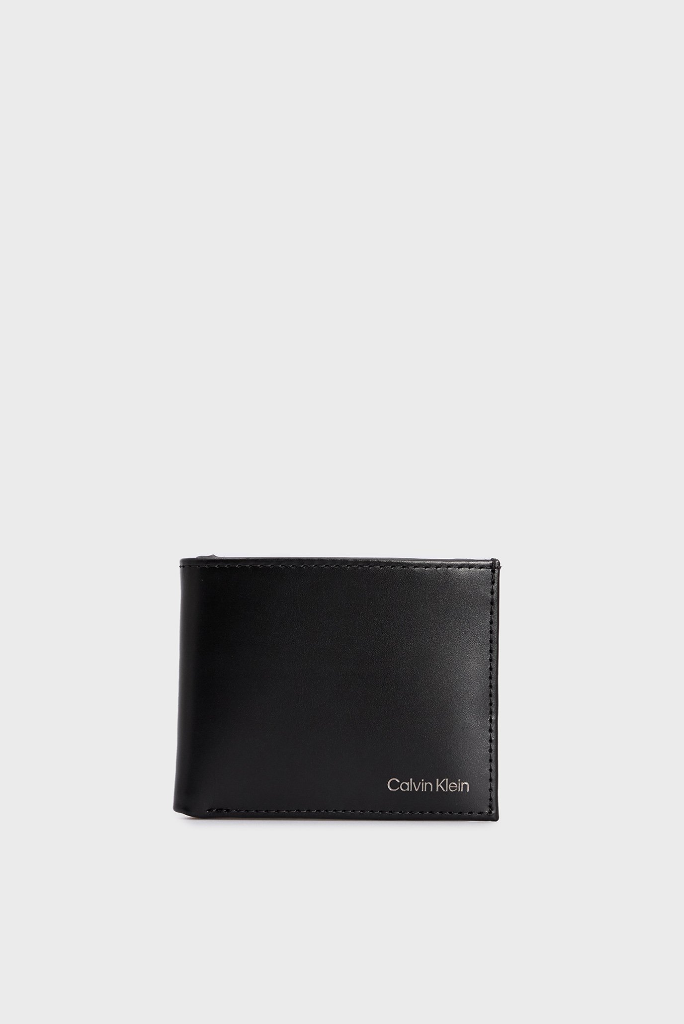 Мужской черный кожаный кошелек CK SMOOTH BIFOLD 5CC W COIN 1