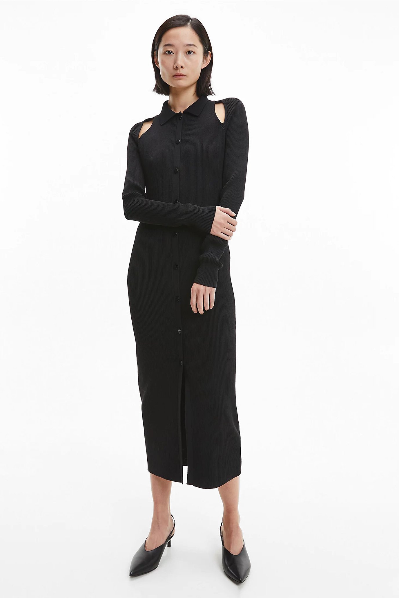 Женское черное платье ICONIC RIB SHIRT Черный XS Calvin Klein K20K205107 Женское черное платье ICONIC RIB SHIRT Черный XS Calvin Klein K20K205107