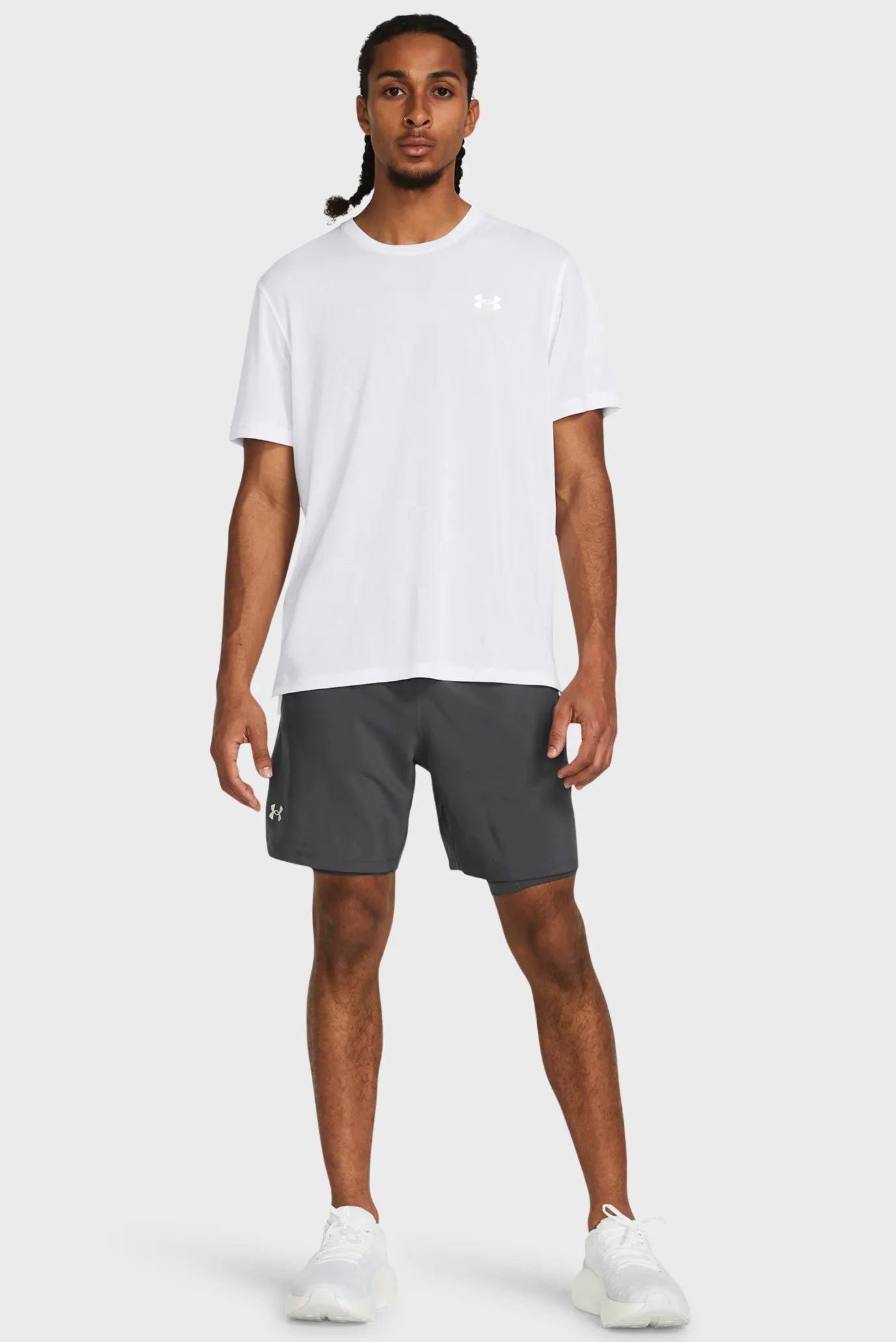 Мужские серые шорты UA LAUNCH 7'' 2-IN-1 SHORTS 2