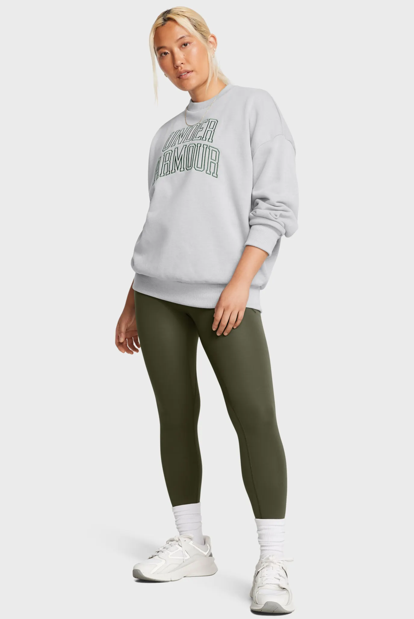 Женский серый свитшот UA Icon HWT Terry OS Crew 3