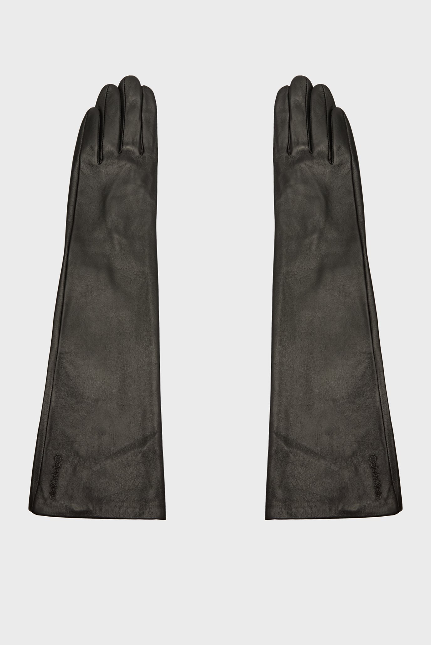 Женские черные кожаные перчатки LEATHER LONG GLOVES 1