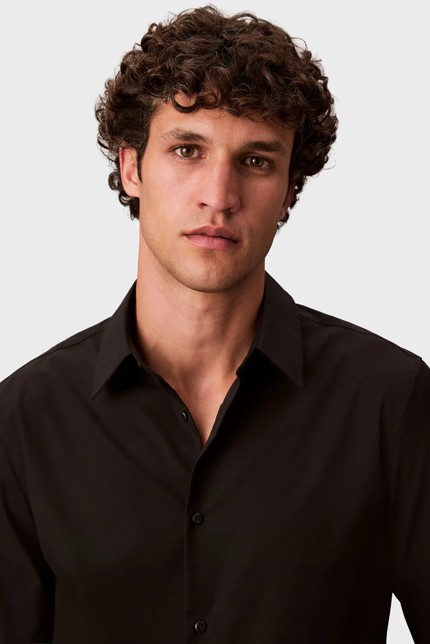 Мужская черная рубашка LS SOLID SUPIMA STRETCH 4