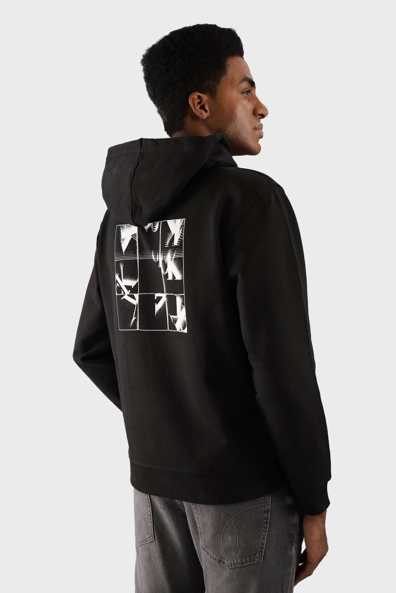 Мужское черное худи GRID MONOGRAM HOODIE 1