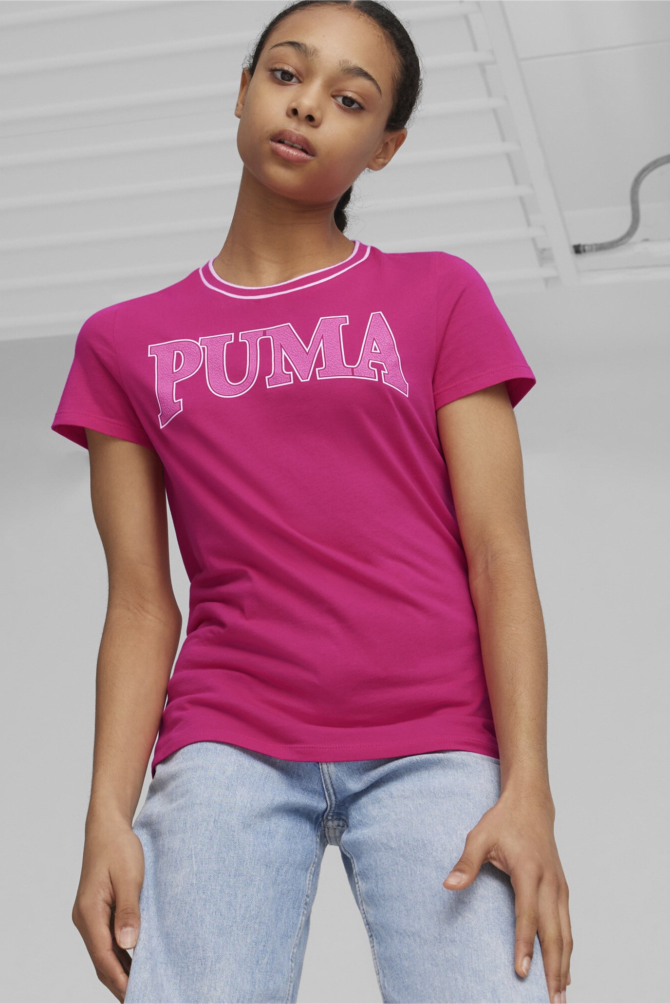 Детская малиновая футболка PUMA SQUAD Youth Tee 1