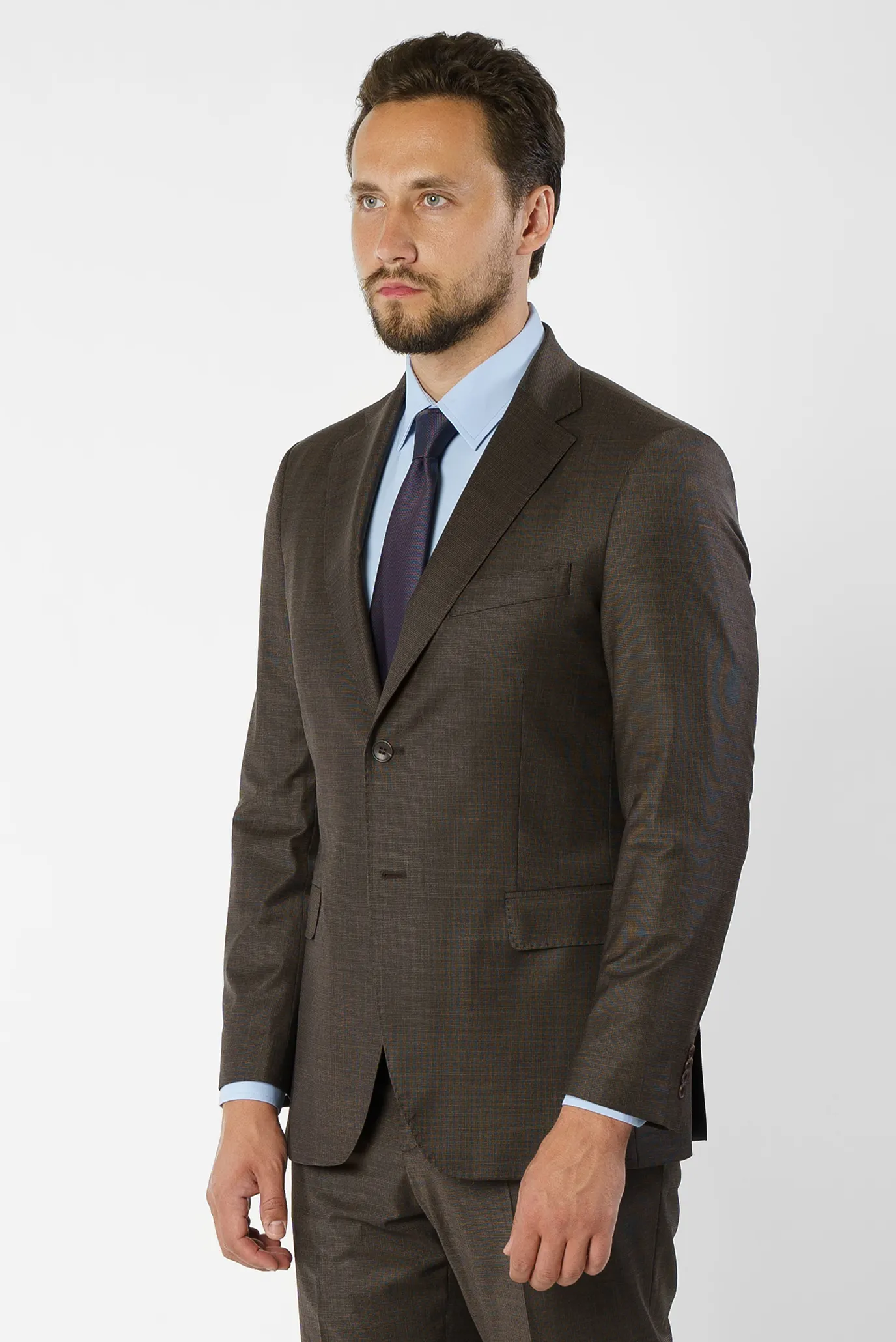 Чоловічий темно-коричневий вовняний костюм (піджак, брюки) 3