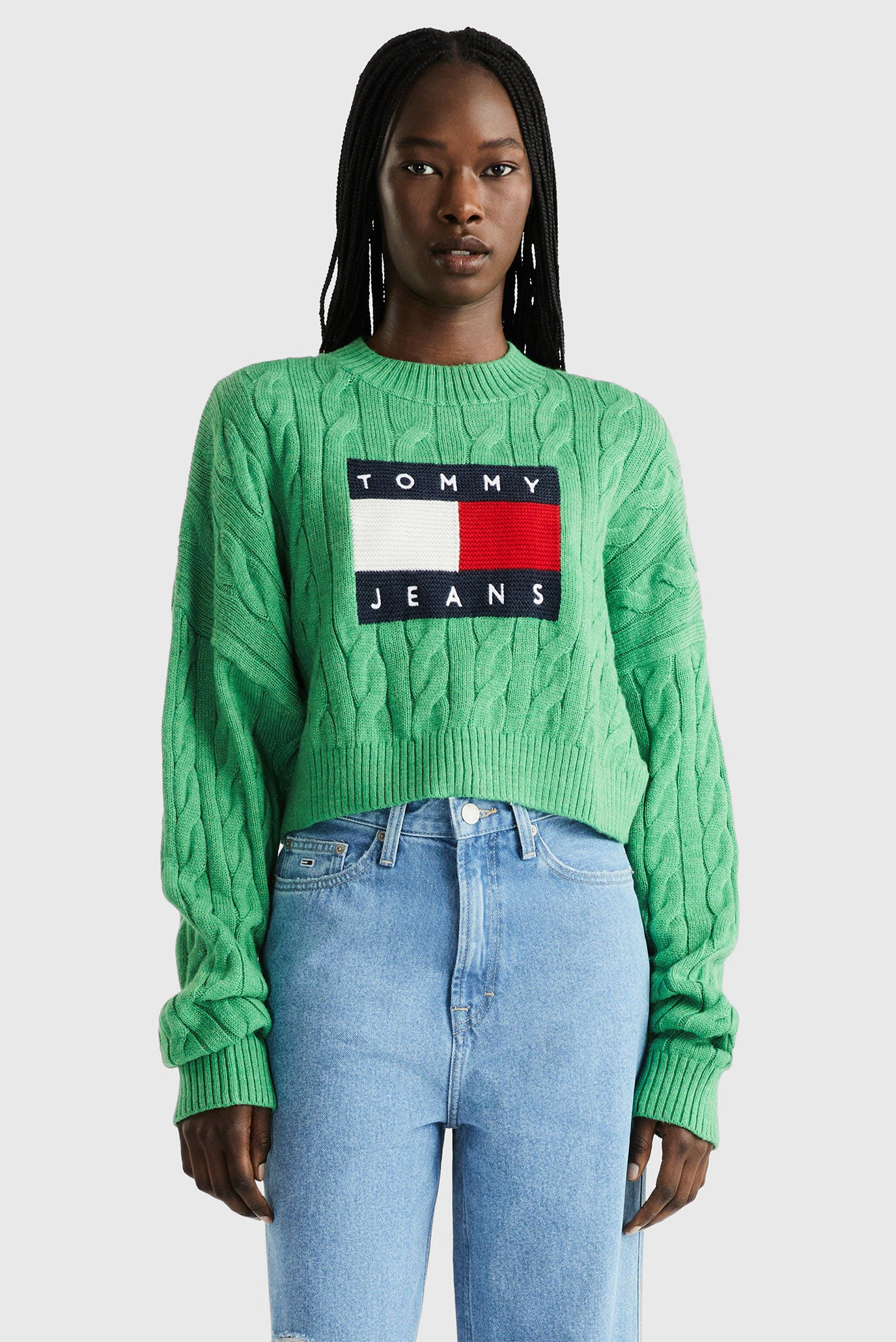 Женский зеленый свитер TJW BXY CENTER FLAG SWEATER 1
