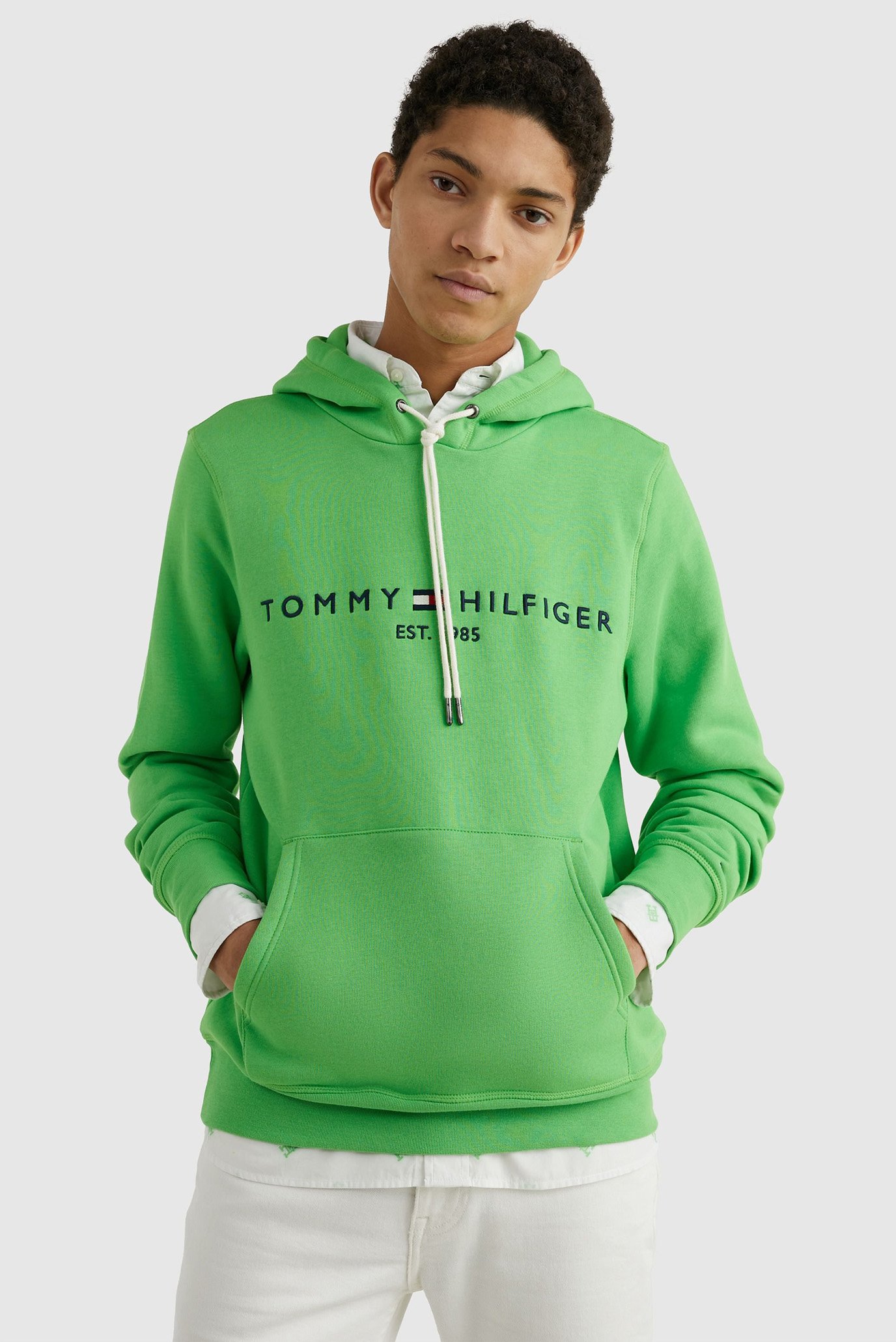 Мужское зеленое худи TOMMY LOGO 1