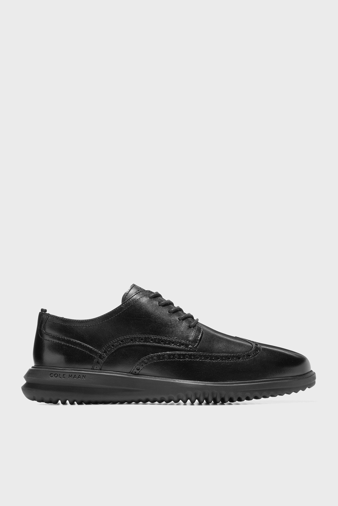 Мужские черные кожаные броги Grand Plus Wingtip Oxford 1