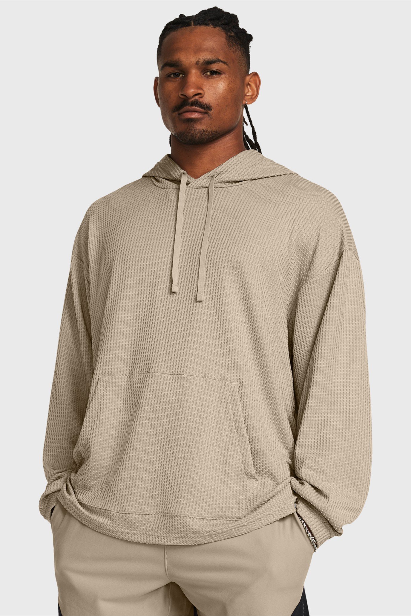 Мужское бежевое худи UA Rival Waffle Hoodie 1