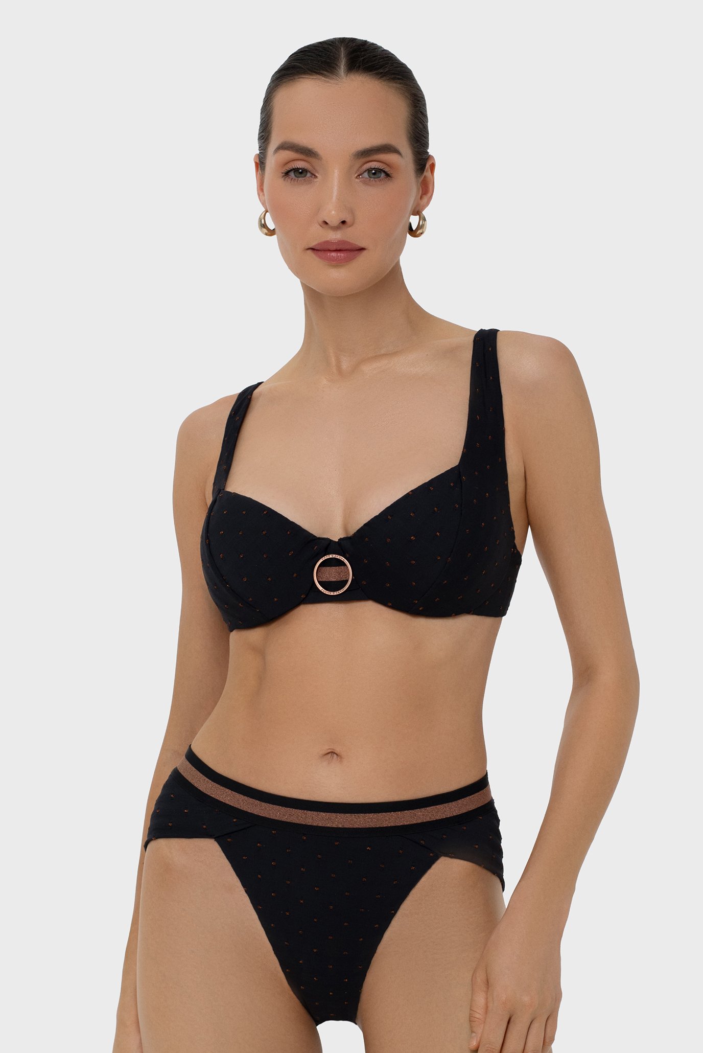 Женский черный лиф от купальника в горошек Черный 38E MARC&ANDRE L2514-Y-712 Женский черный лиф от купальника в горошек Черный 38E MARC&ANDRE L2514-Y-712