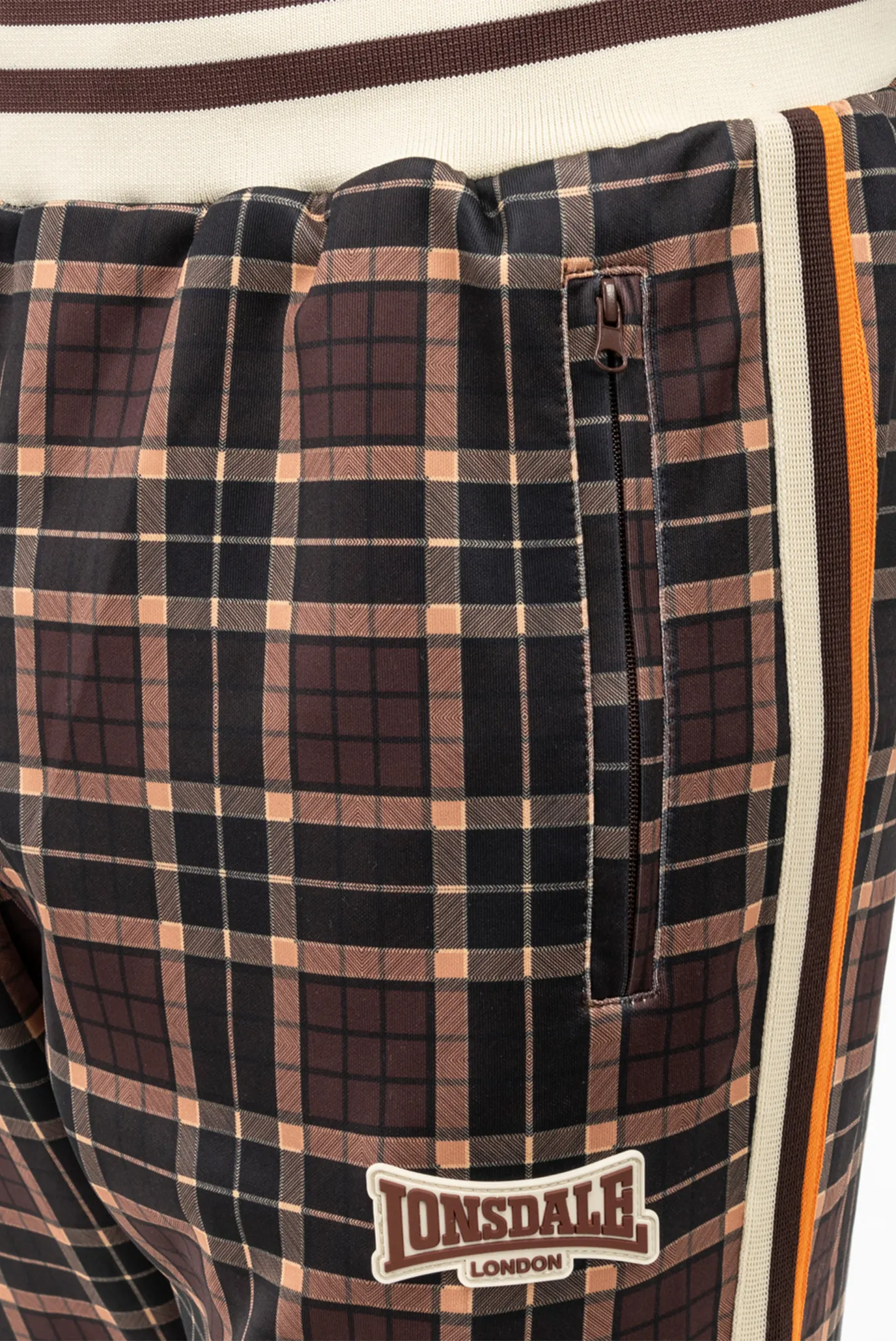 Чоловічий коричневий картатий спортивний костюм (кофта, штани) 3