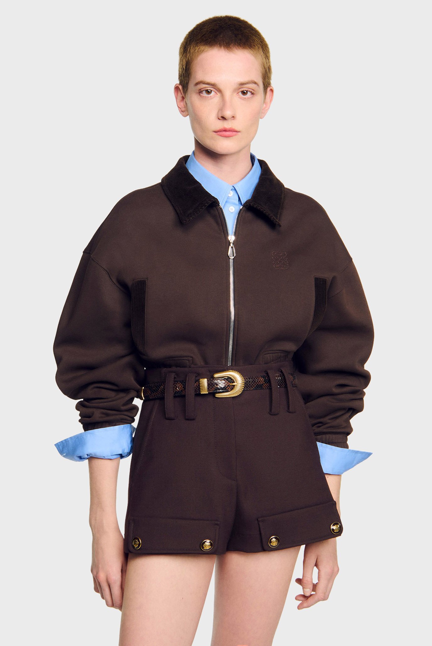 Женская темно-коричневая куртка Коричневый 34 Sandro SFPSW00697_Brown Женская темно-коричневая куртка Коричневый 34 Sandro SFPSW00697_Brown