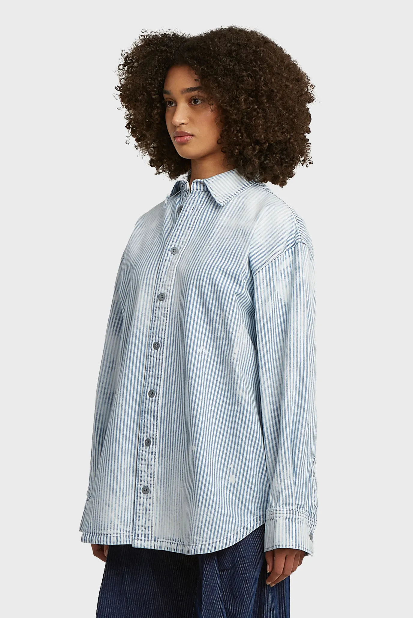 Жіноча джинсова сорочка у смужку Maxi overshirt 4