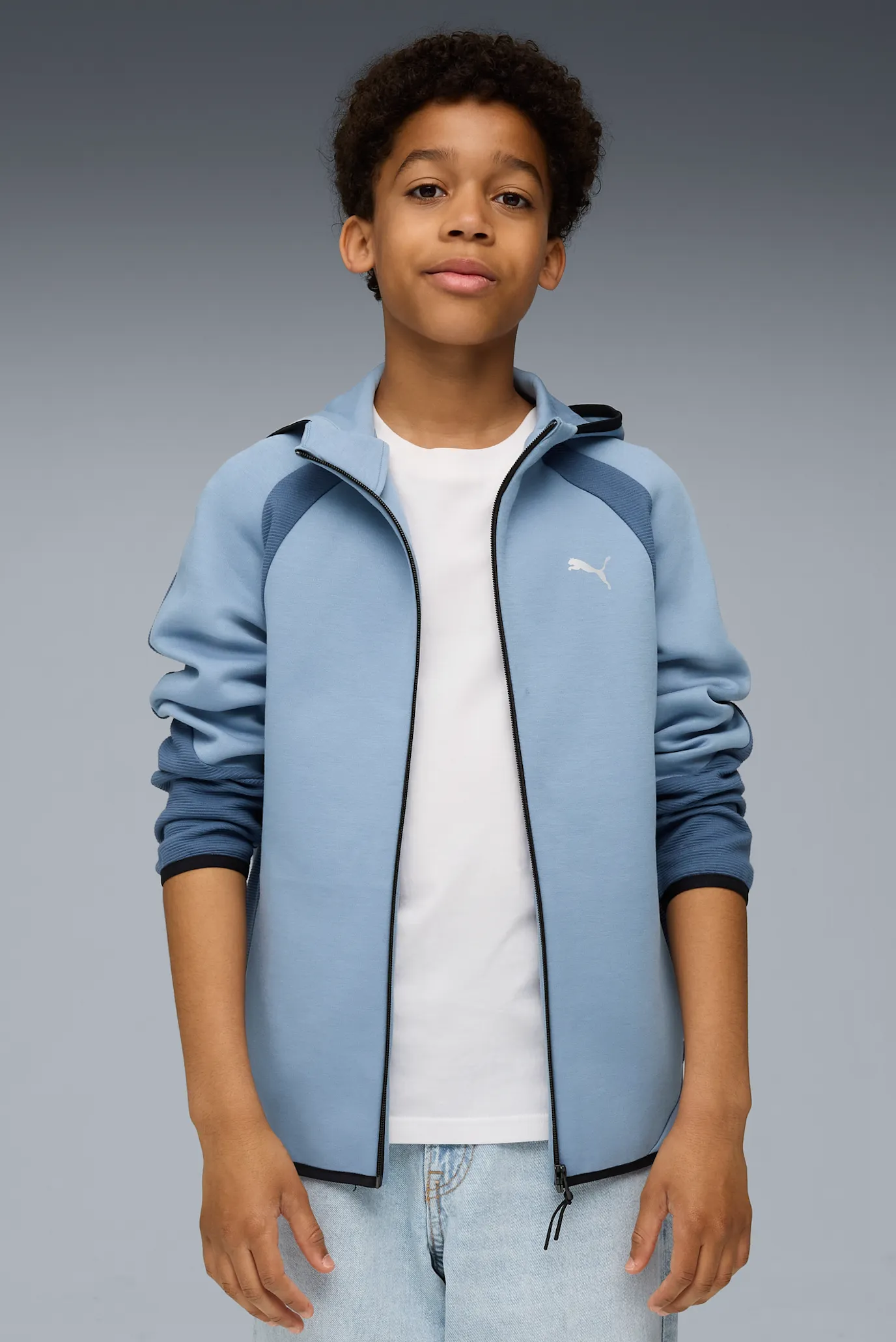 Дитяче блакитне худі Evostripe Full-Zip Hoodie Youth 1