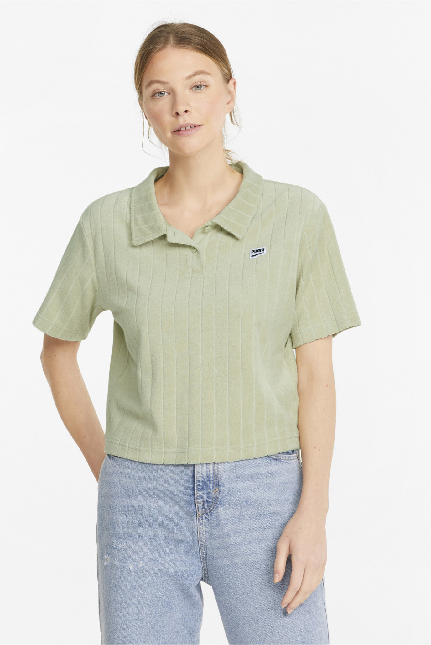 Женское оливковое поло Downtown Towelling Women's Polo Shirt 1