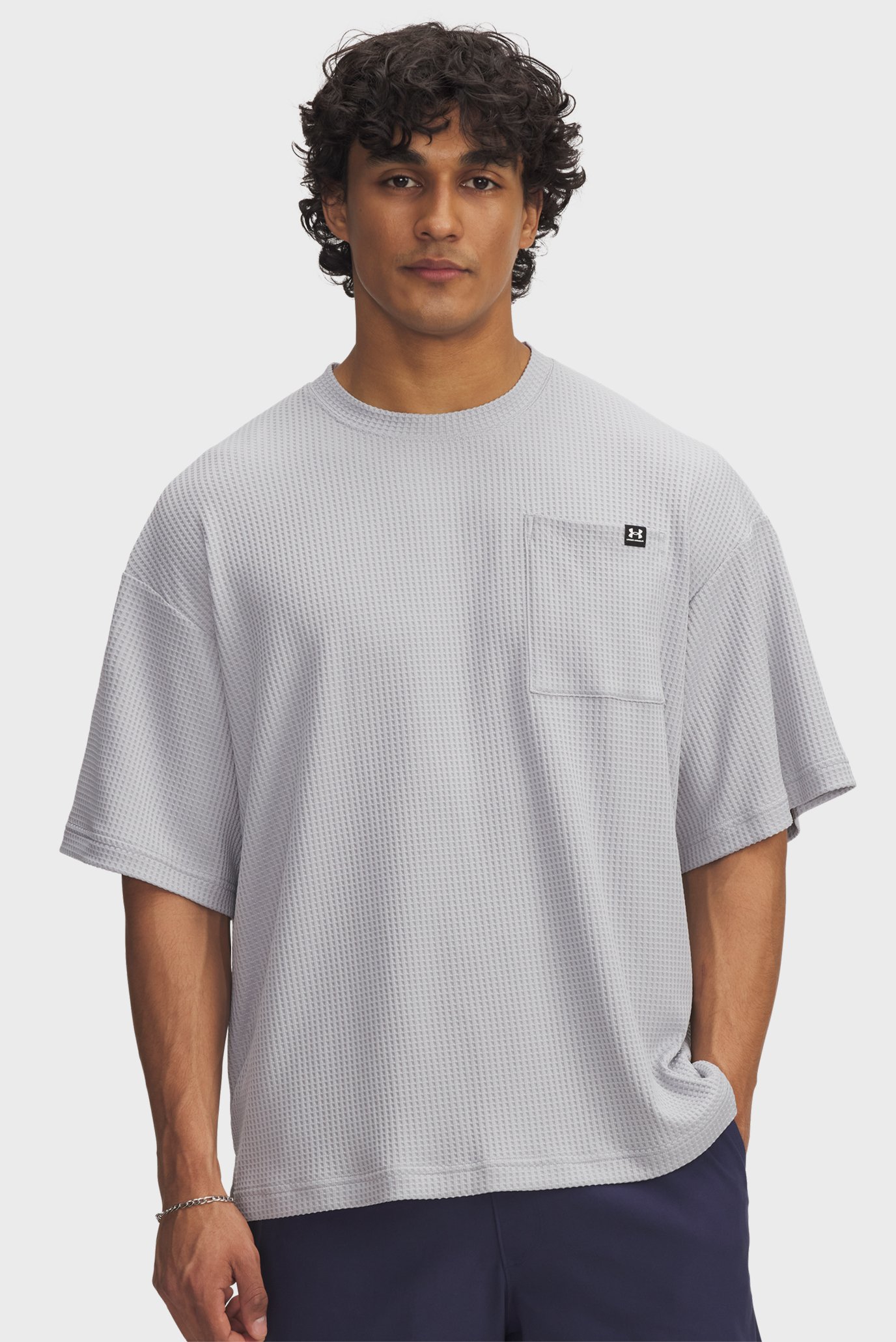 Мужская серая футболка UA Rival Waffle Crew Серый S Under Armour 1383106-011 Мужская серая футболка UA Rival Waffle Crew Серый S Under Armour 1383106-011