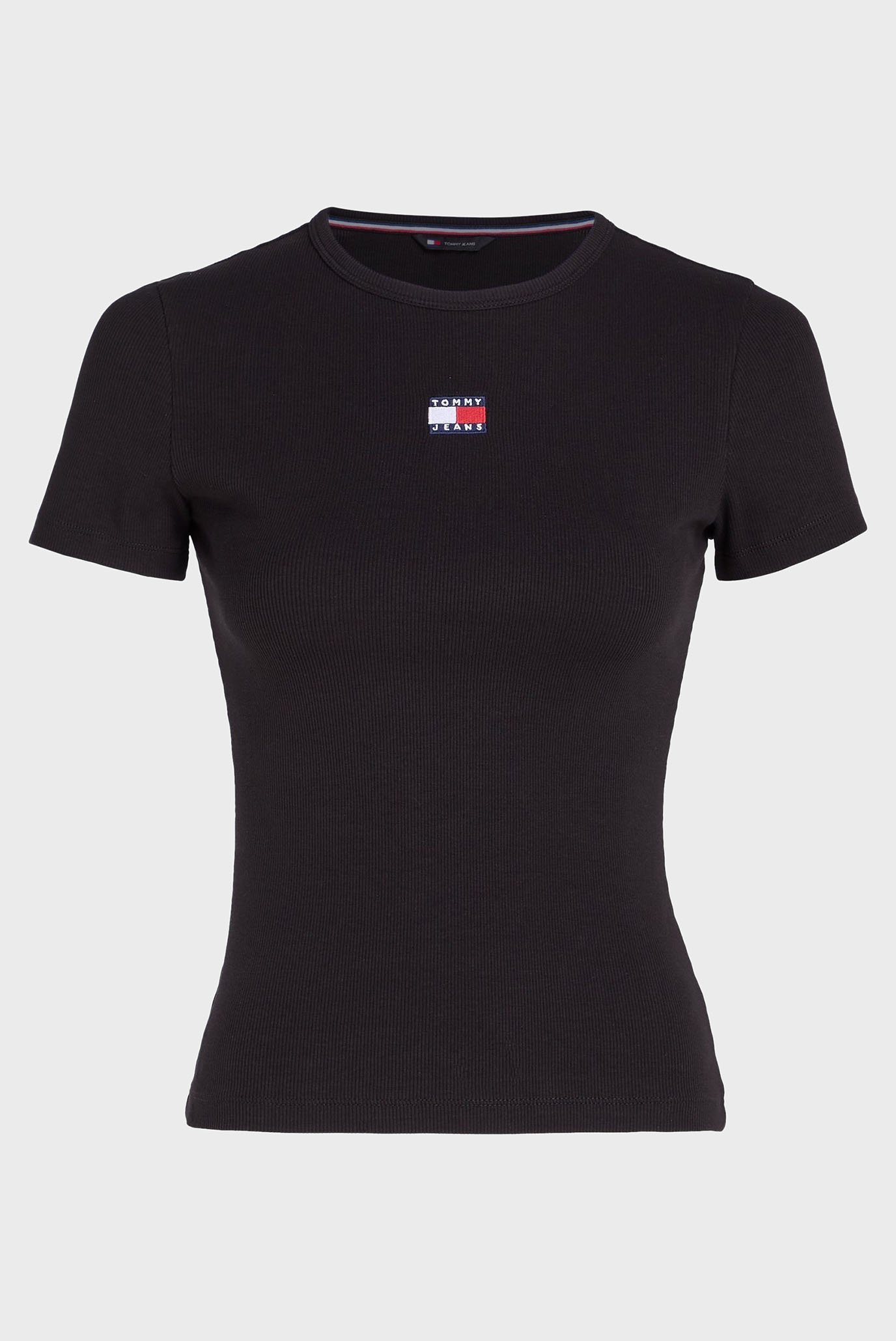 Женская черная футболка TJW SLIM BADGE RIB TEE 1