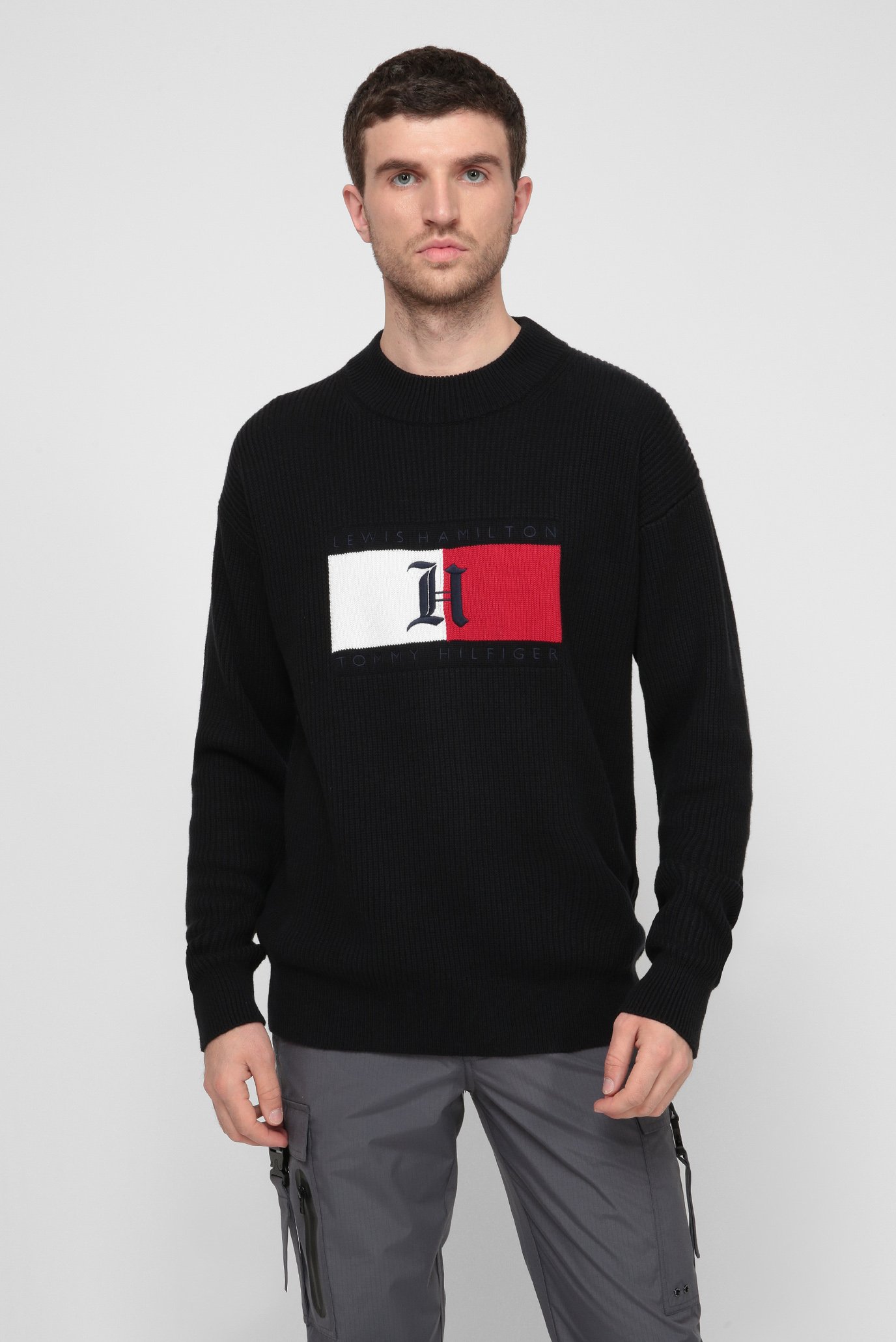 Чоловічий чорний светр Lewis Hamilton BOX AW RIBBED MOCK NECK 1