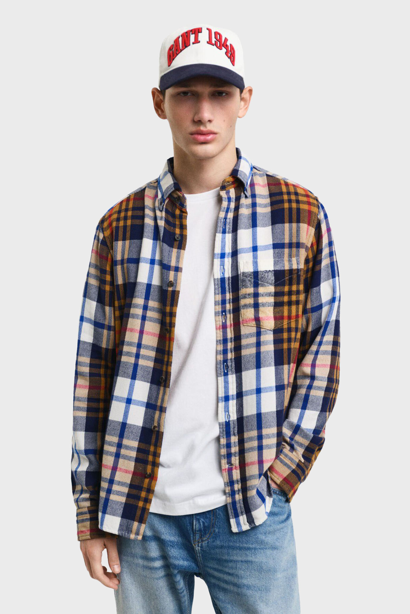 Мужская рубашка в клетку REG TWILL CHECK SHIRT 1