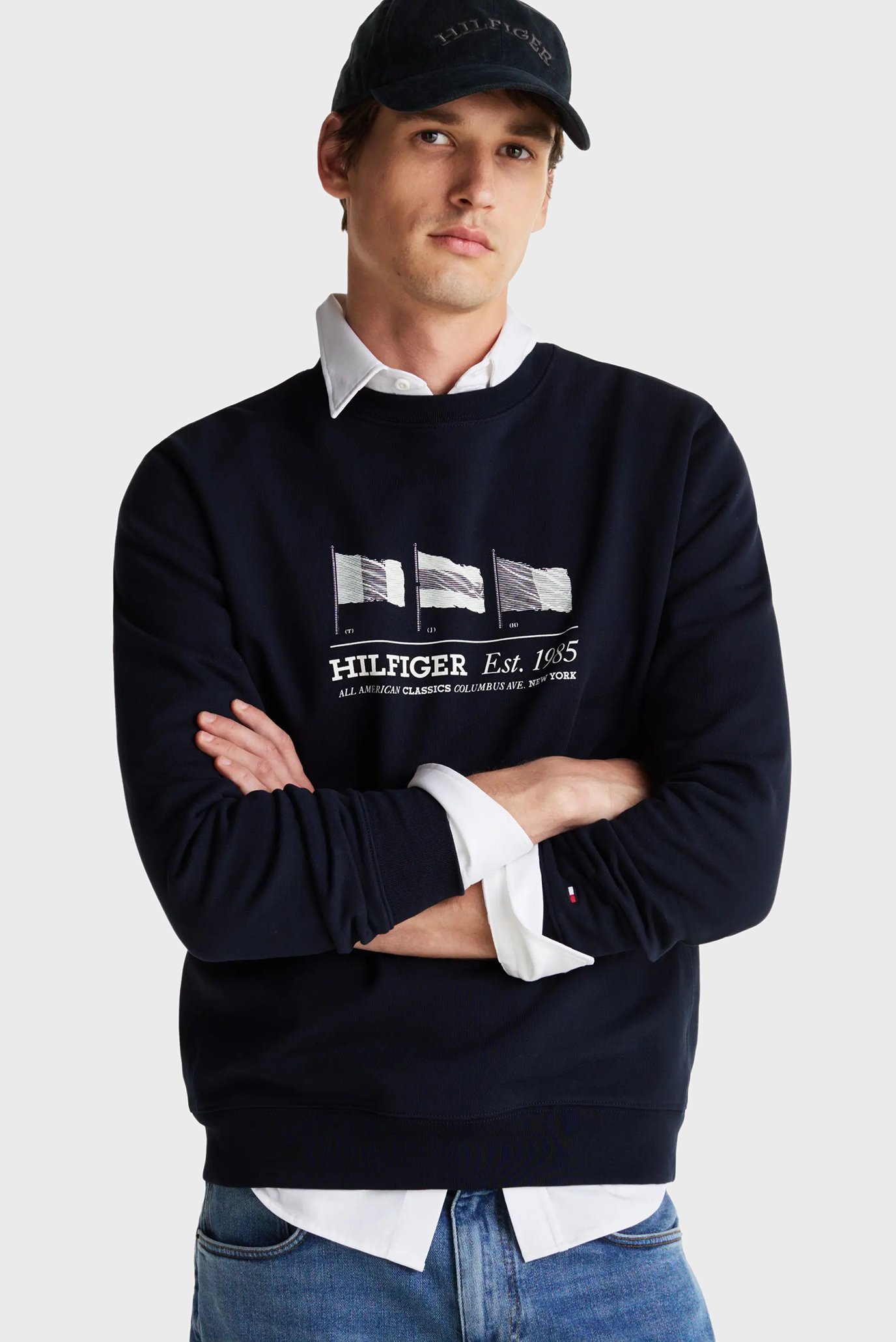 Чоловічий темно-синій світшот HILFIGER FLAGS CREWNECK 1