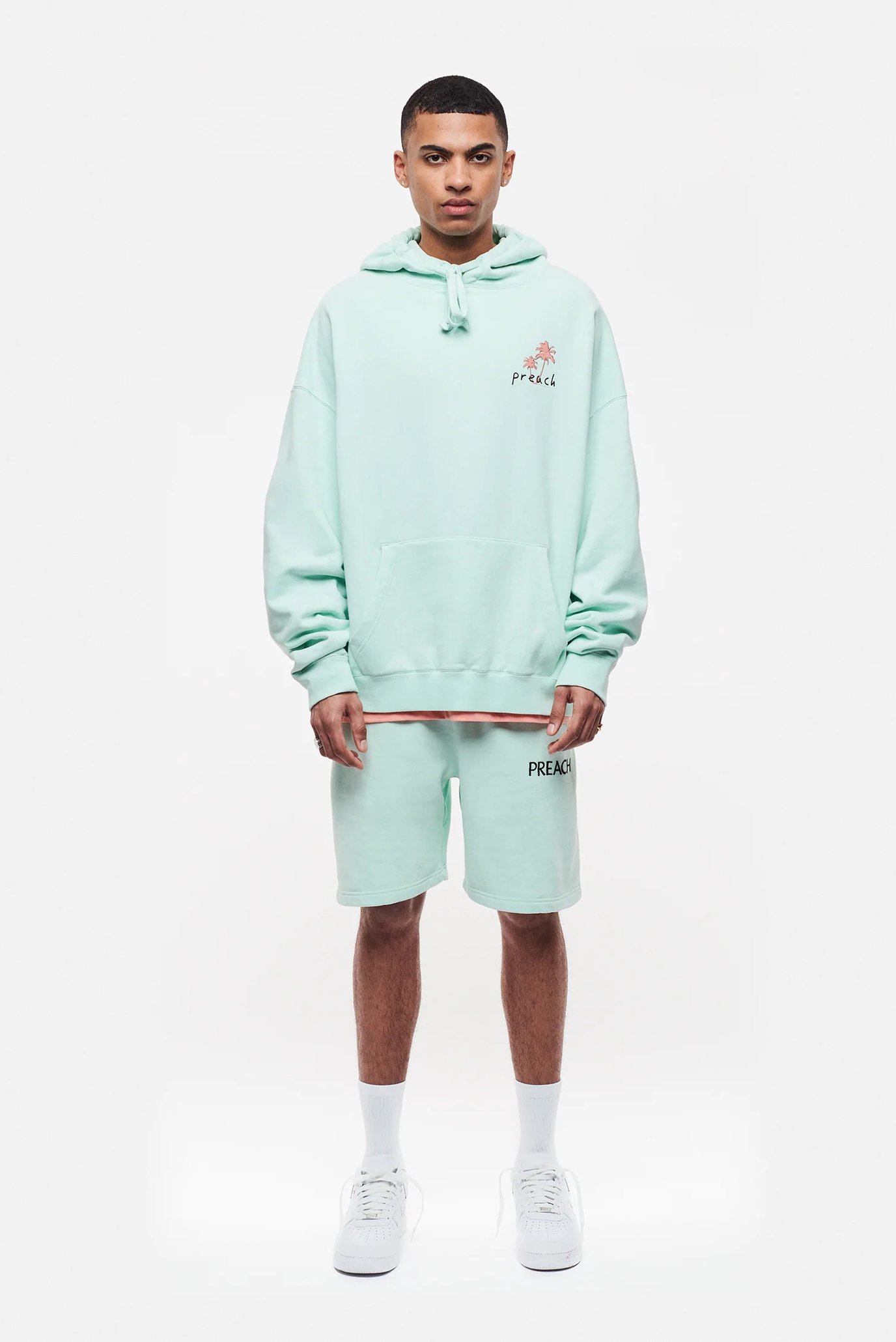 Чоловіче м'ятне худі Oversized Palm Logo H GOTS 1