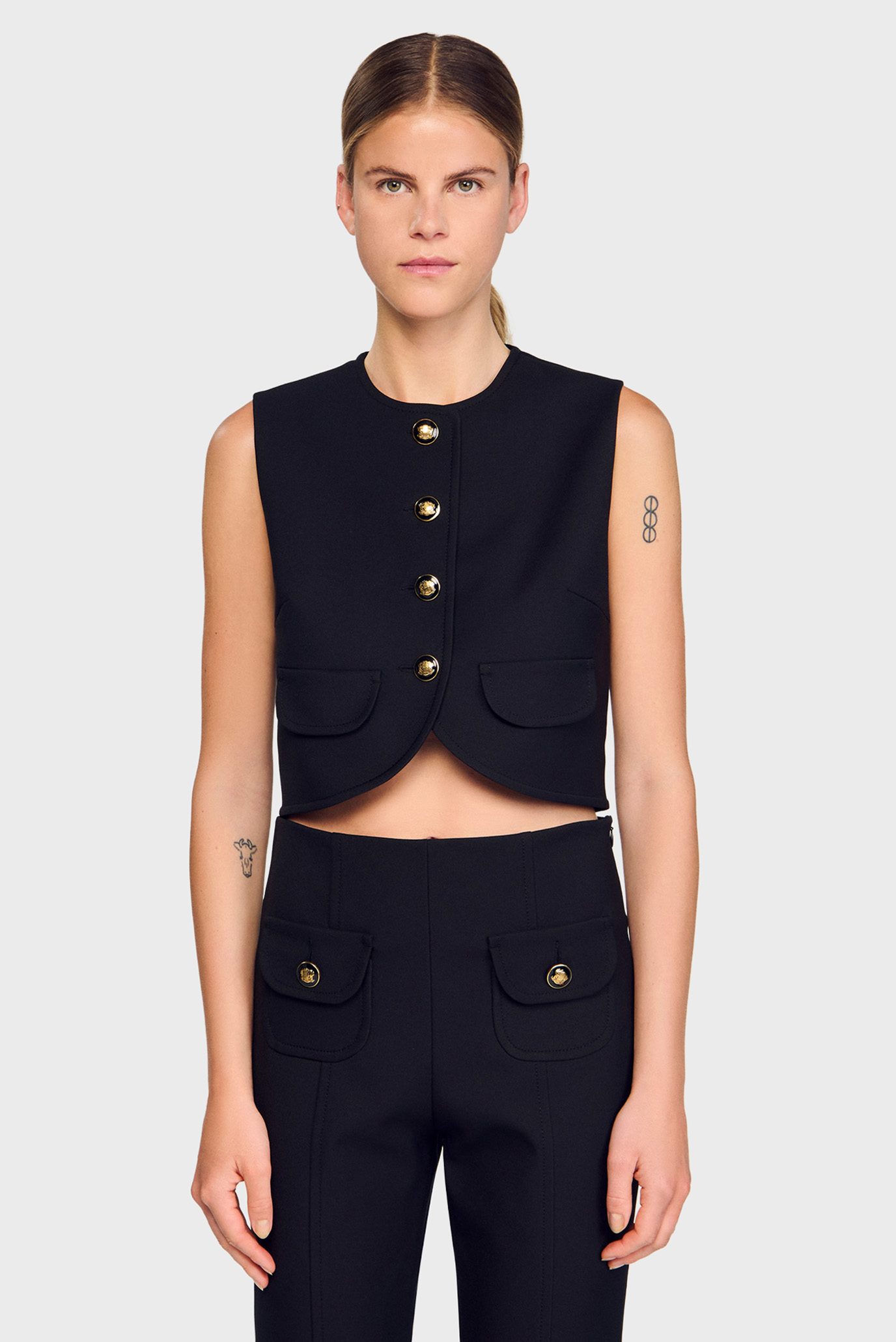 Женский черный жилет Черный 34 Sandro SFPTO00817_Black Женский черный жилет Черный 34 Sandro SFPTO00817_Black
