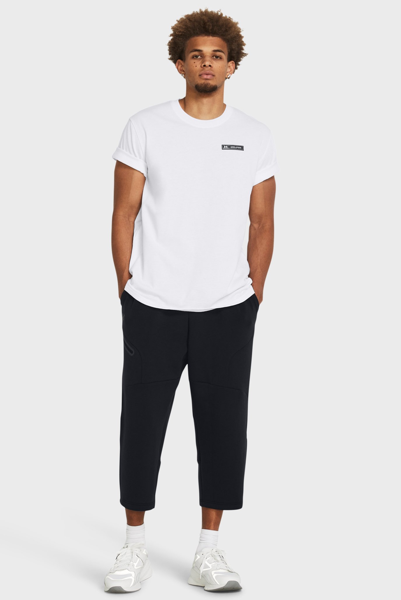 Чоловічі чорні спортивні штани Unstoppable Flc Baggy Crop 1
