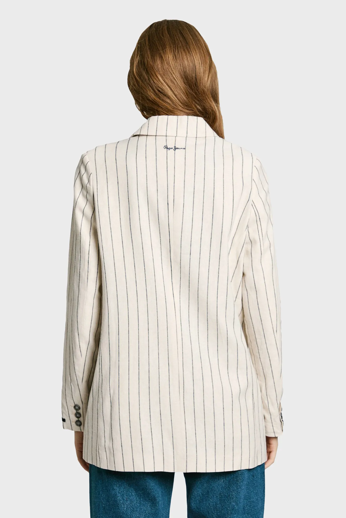 Жіночий білий лляний жакет у смужку HANNAH 3