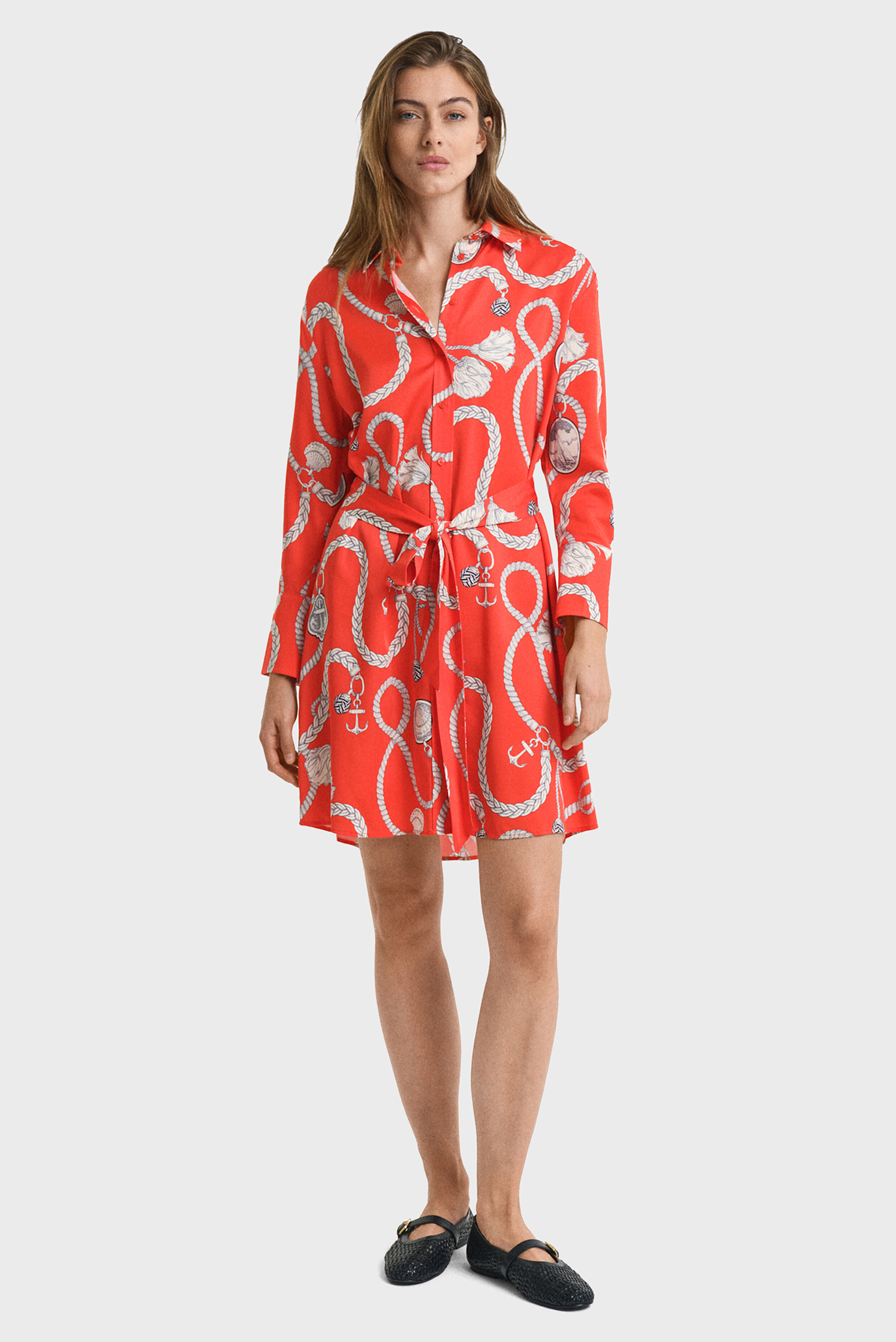 Женское коралловое платье с узором REL SAILING PRINT SHIRT DRESS Коралловый 34 Gant 4503388 Женское коралловое платье с узором REL SAILING PRINT SHIRT DRESS Коралловый 34 Gant 4503388