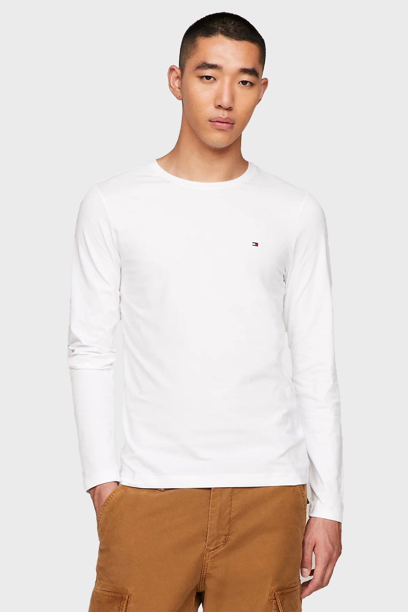 Мужской белый лонгслив STRETCH SLIM FIT LONG SLEEVE TEE 1