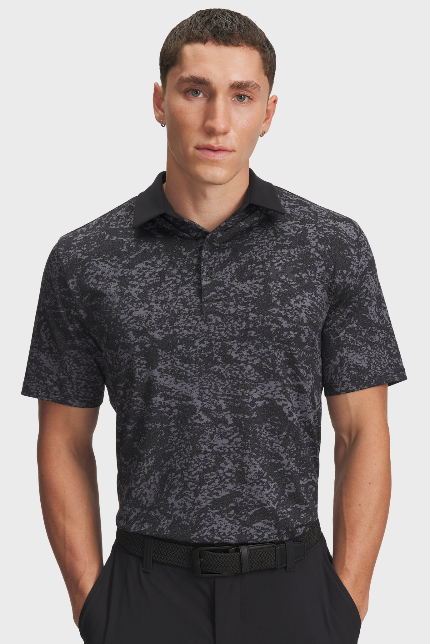 Мужское черное поло с узором UA Playoff 3.0 Printed Polo Черный XXL Under Armour 1378677-015 Мужское черное поло с узором UA Playoff 3.0 Printed Polo Черный XXL Under Armour 1378677-015