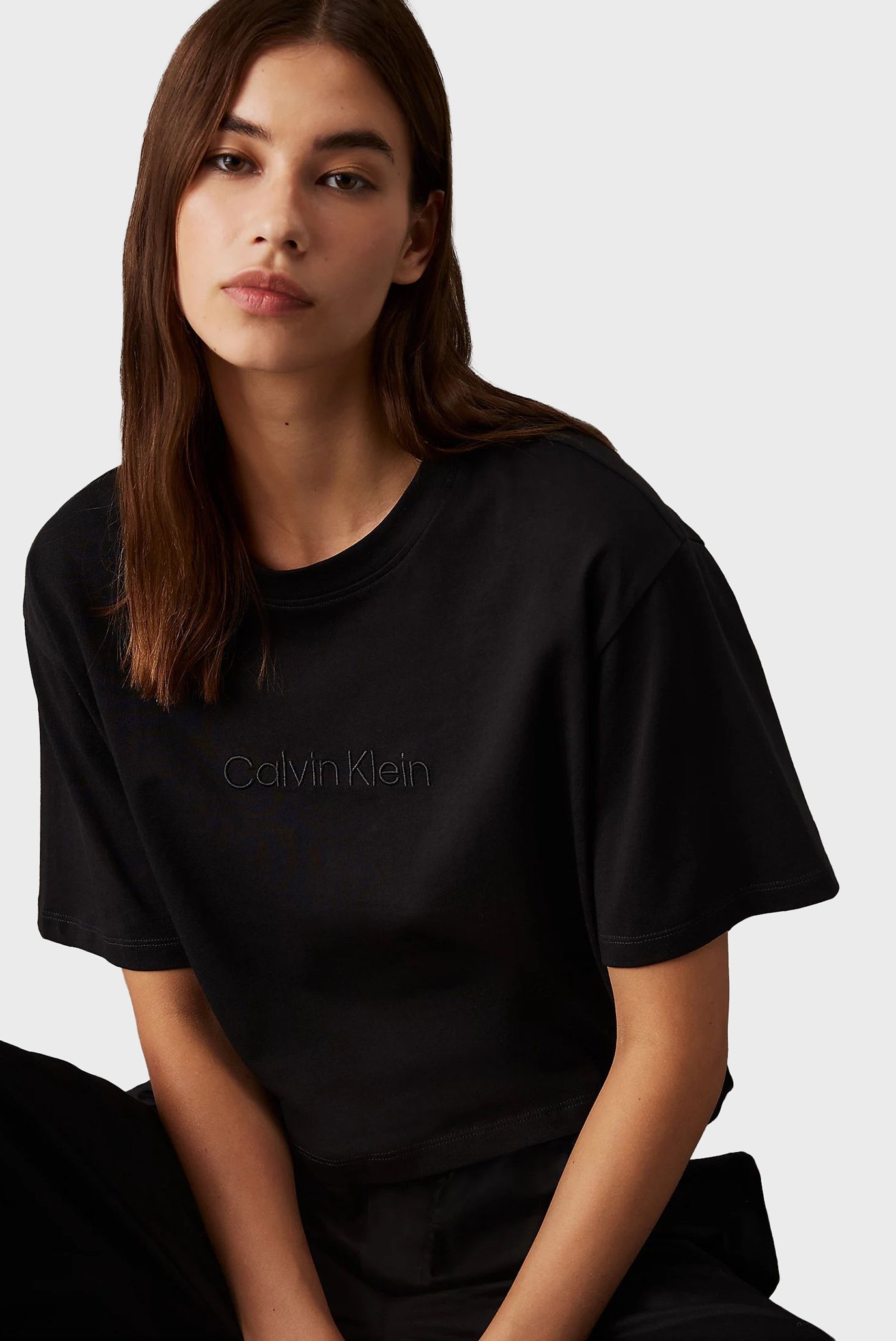 Женская черная футболка OVERSIZED BOXY CROP 1