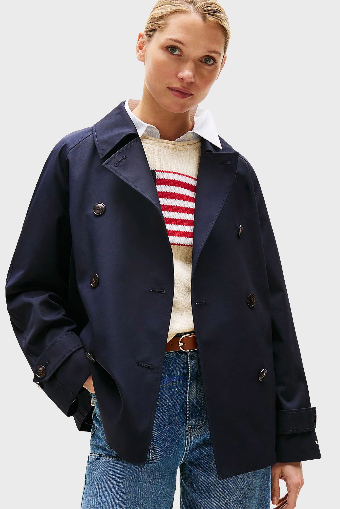 Женский темно-синий тренч Синий M Tommy Hilfiger WW0WW45618 Женский темно-синий тренч Синий M Tommy Hilfiger WW0WW45618