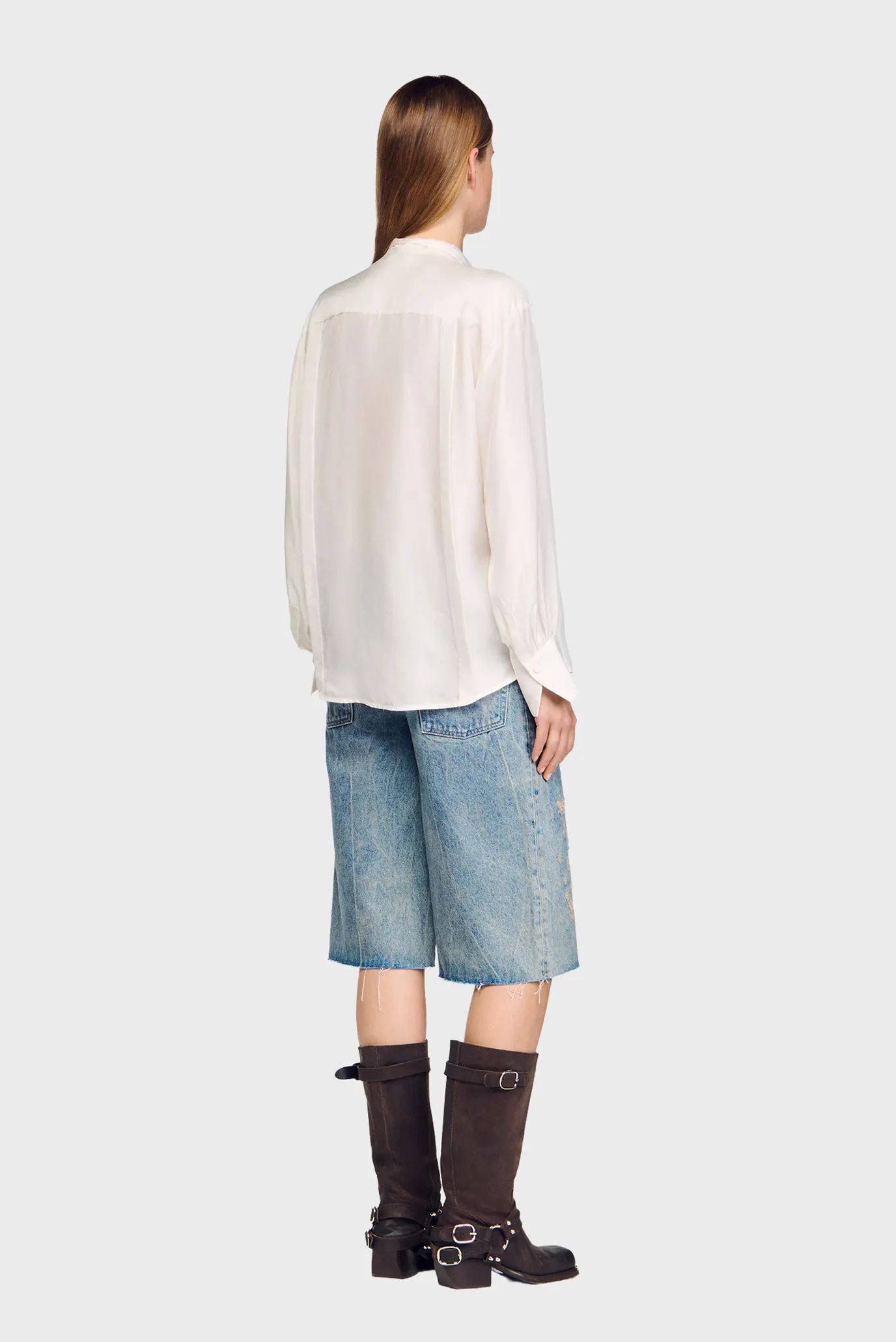 Жіноча біла шовкова блуза 3