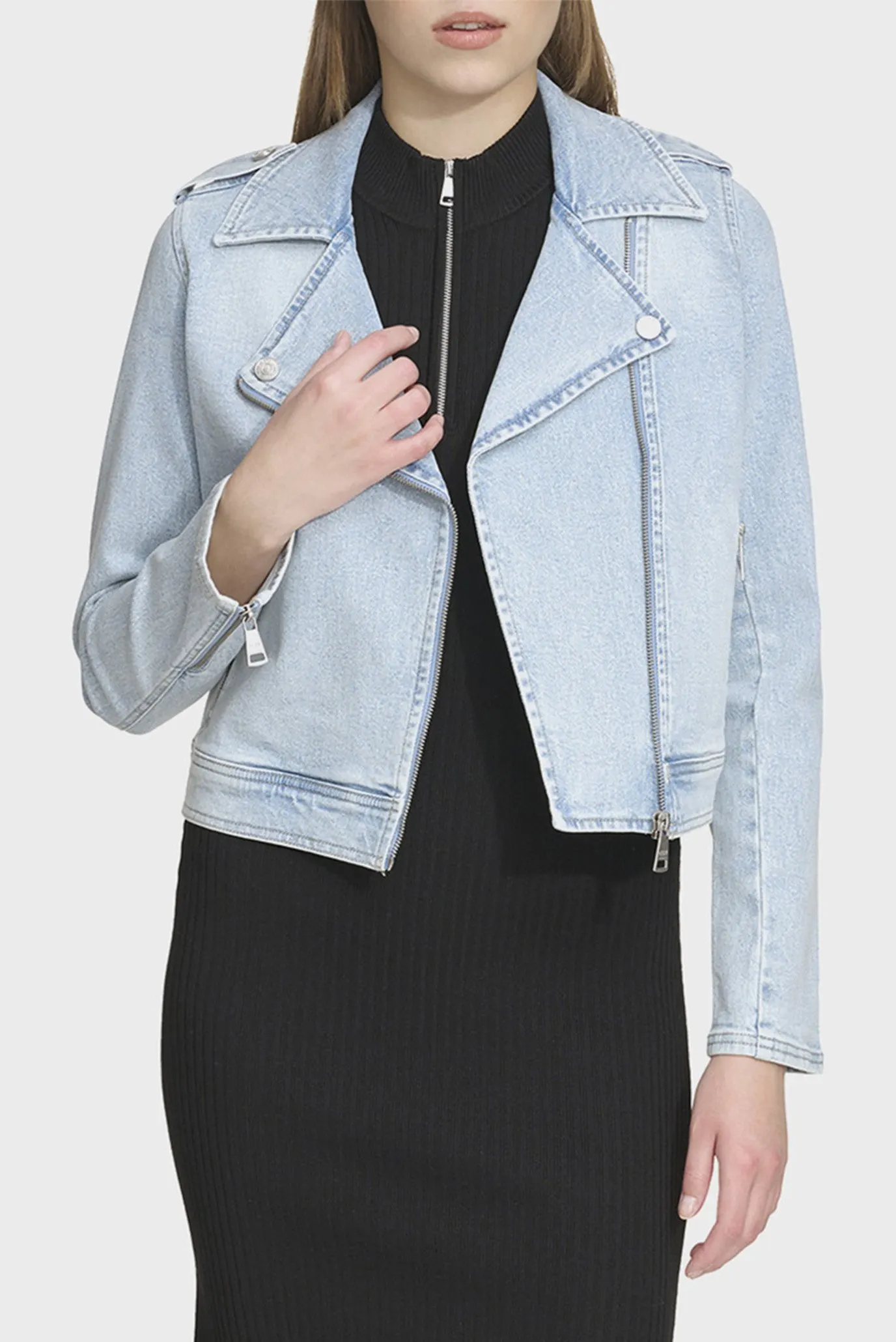 Женская голубая джинсовая косуха Голубой L DKNY DJ4J6007