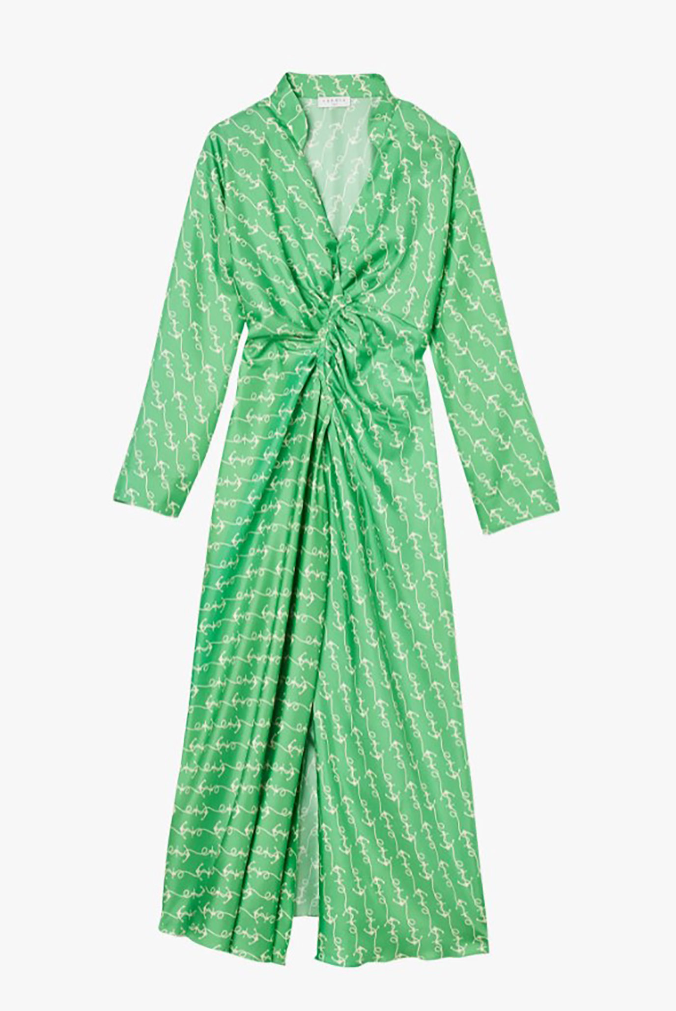 Женское зеленое шелковое платье 1