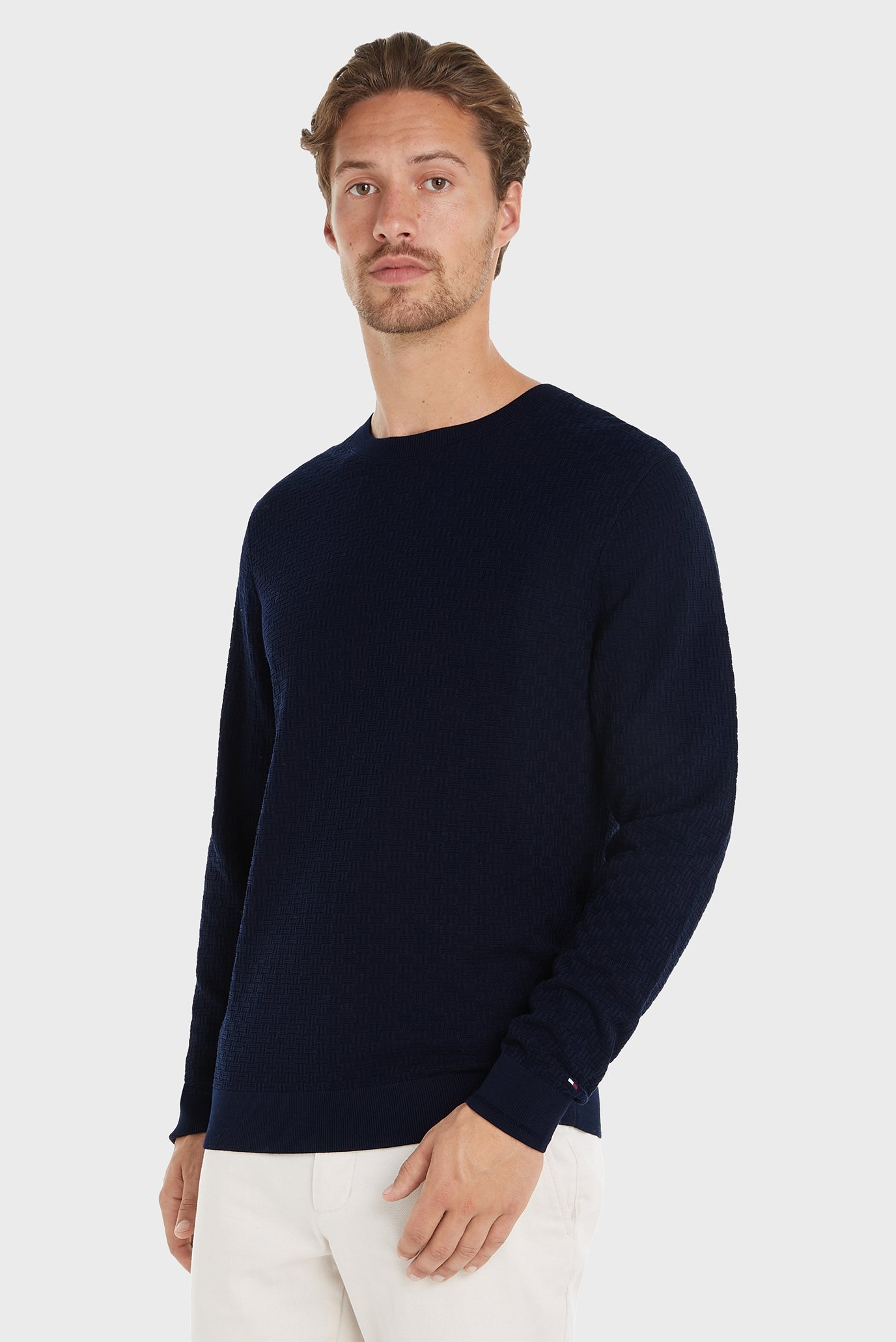 Мужской темно-синий джемпер DC BASKETWEAVE CREW NECK Синий S Tommy Hilfiger MW0MW35685 Мужской темно-синий джемпер DC BASKETWEAVE CREW NECK Синий S Tommy Hilfiger MW0MW35685