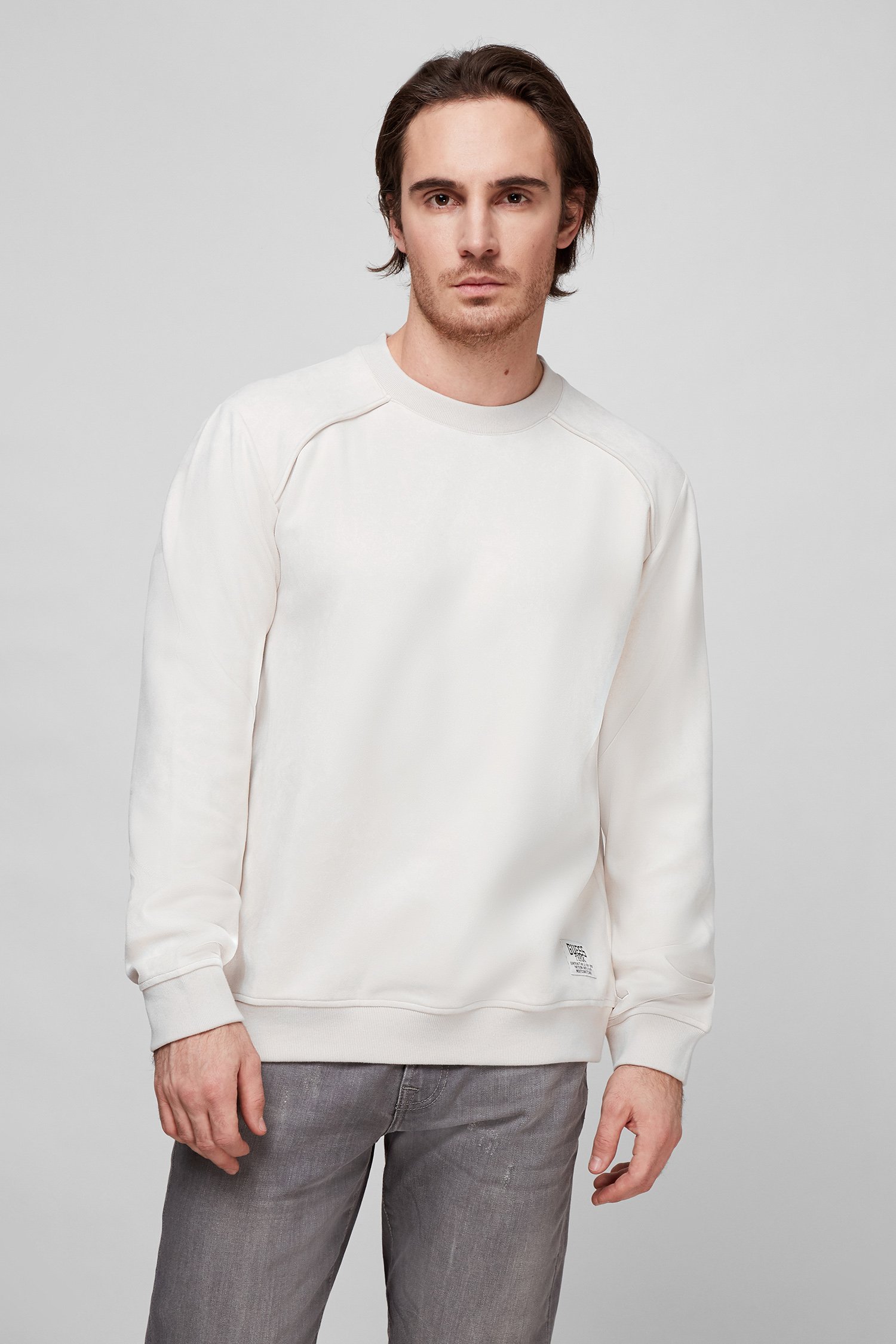 Мужской белый велюровый свитшот Guess M1BQ06.KAUJ0;G9L9 — MD-Fashion