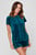 Женский зеленый велюровый костюм (футболка, шорты)