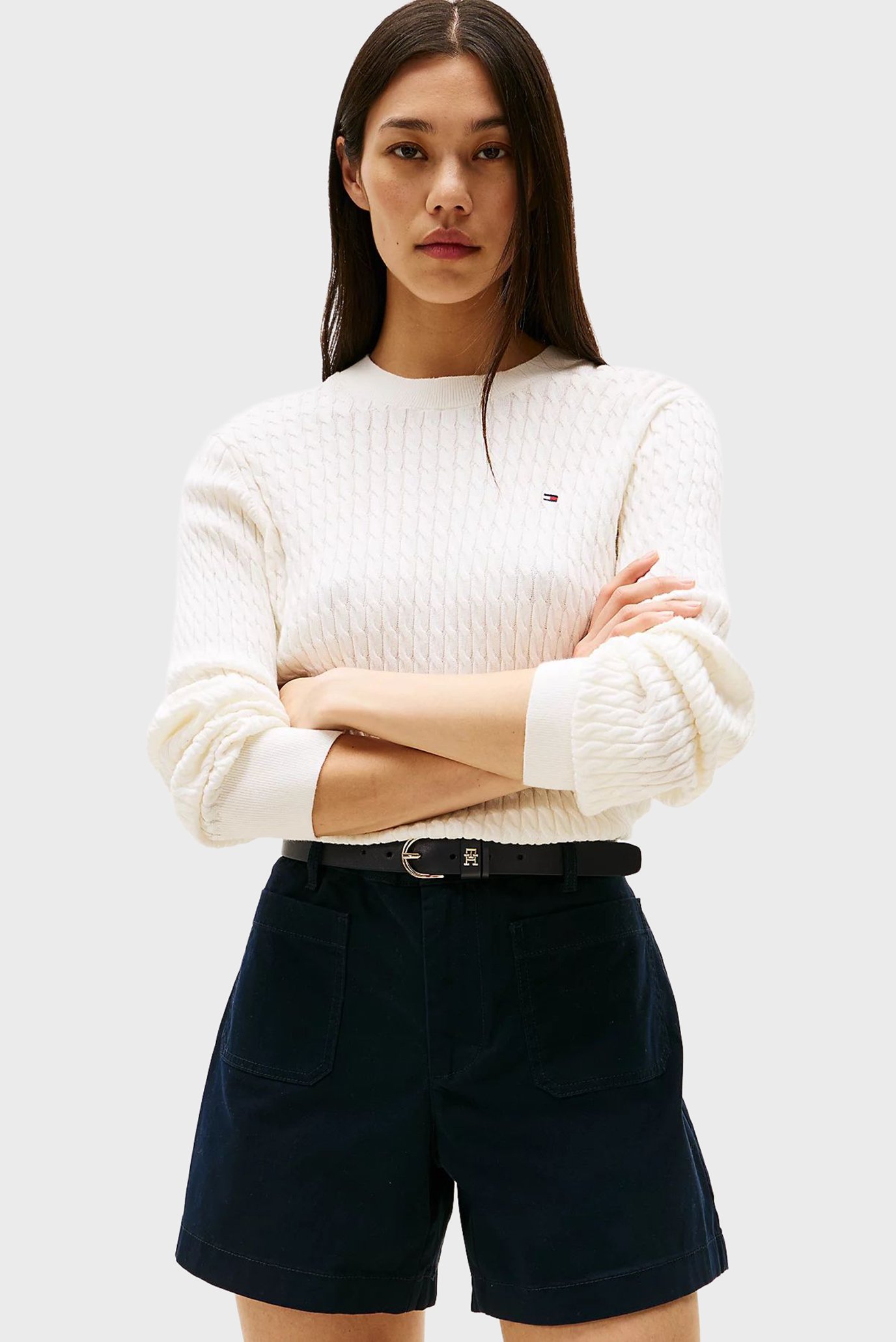 Женский белый джемпер CO CABLE Белый S Tommy Hilfiger WW0WW44993 Женский белый джемпер CO CABLE Белый S Tommy Hilfiger WW0WW44993