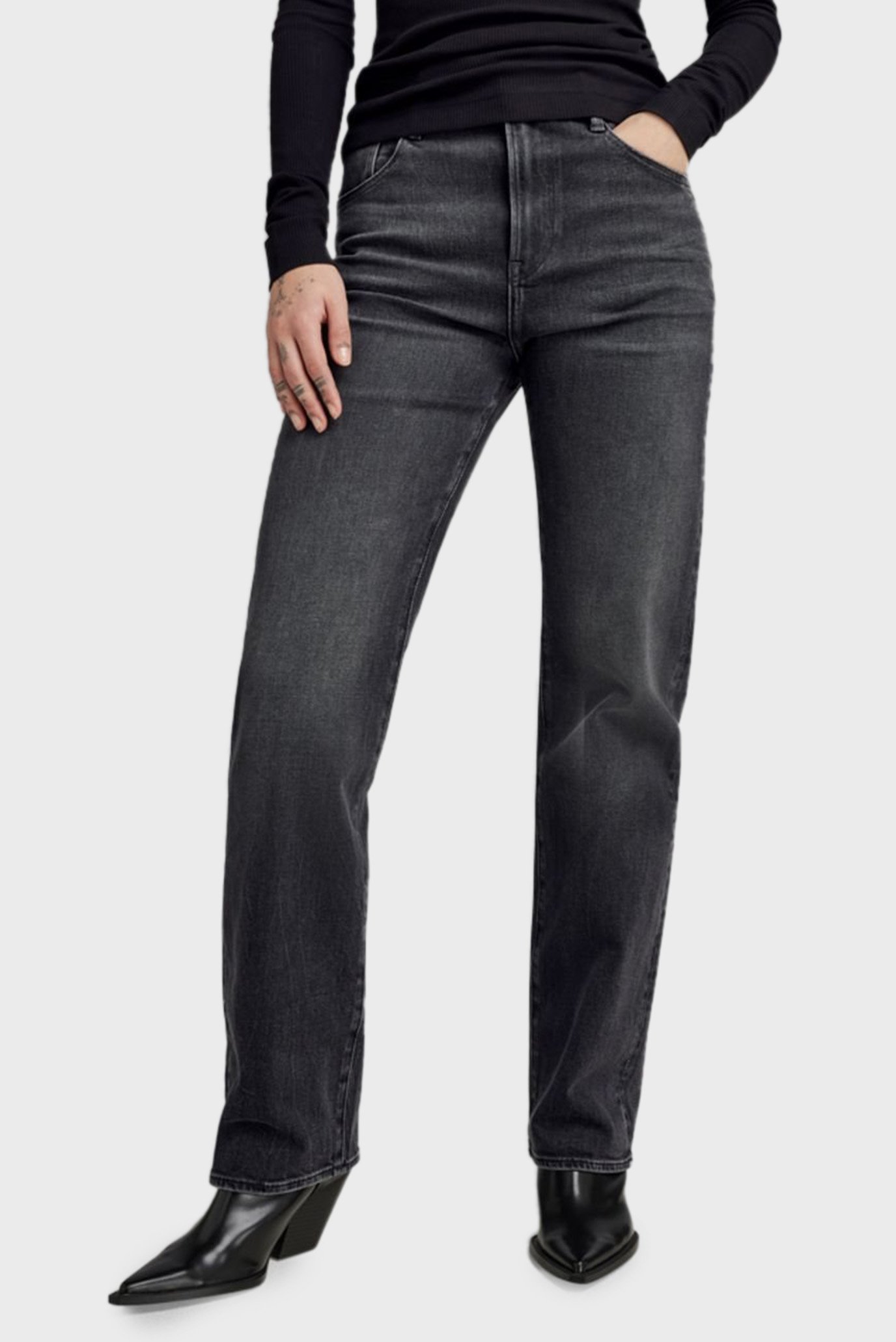 Женские черные джинсы Viktoria High Straight 1