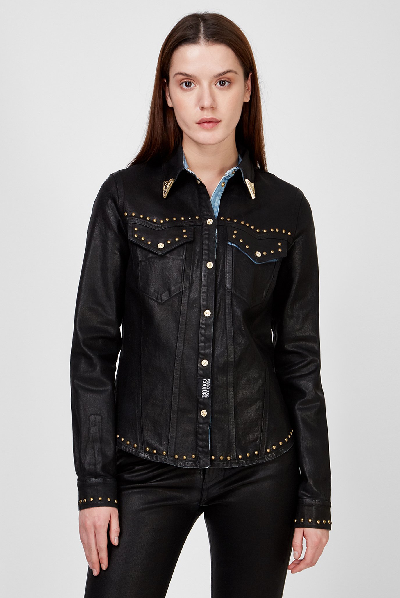Женская черная джинсовая куртка 1