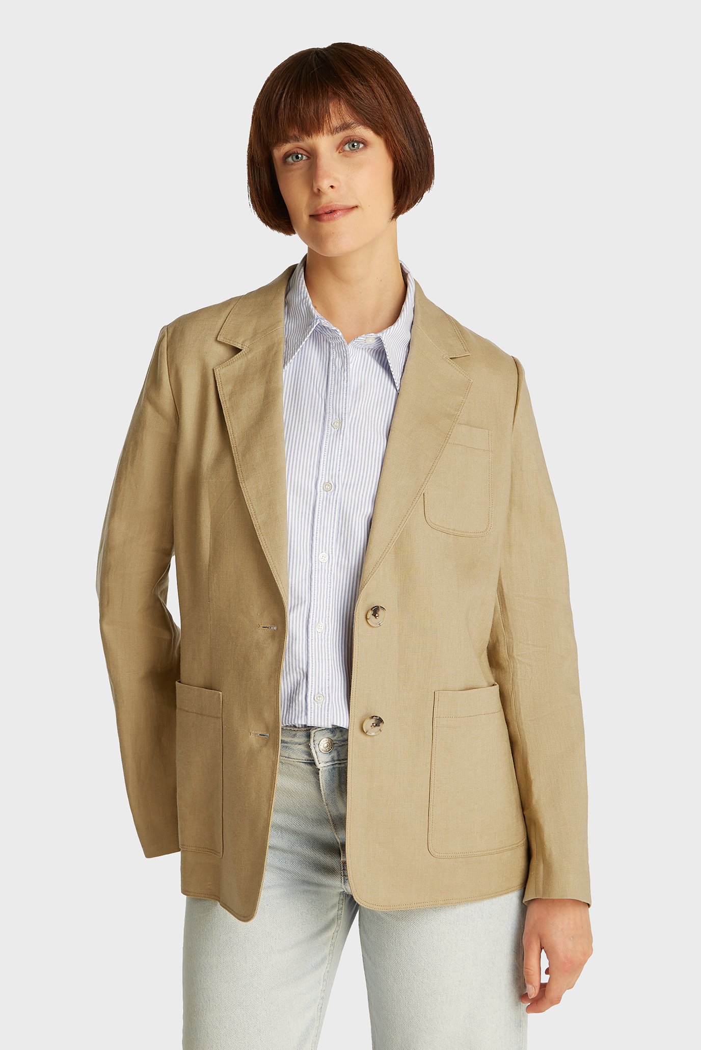 Женский бежевый льняной блейзер ESS LINEN REGULAR Бежевый 36 Tommy Hilfiger WW0WW44757 Женский бежевый льняной блейзер ESS LINEN REGULAR Бежевый 36 Tommy Hilfiger WW0WW44757