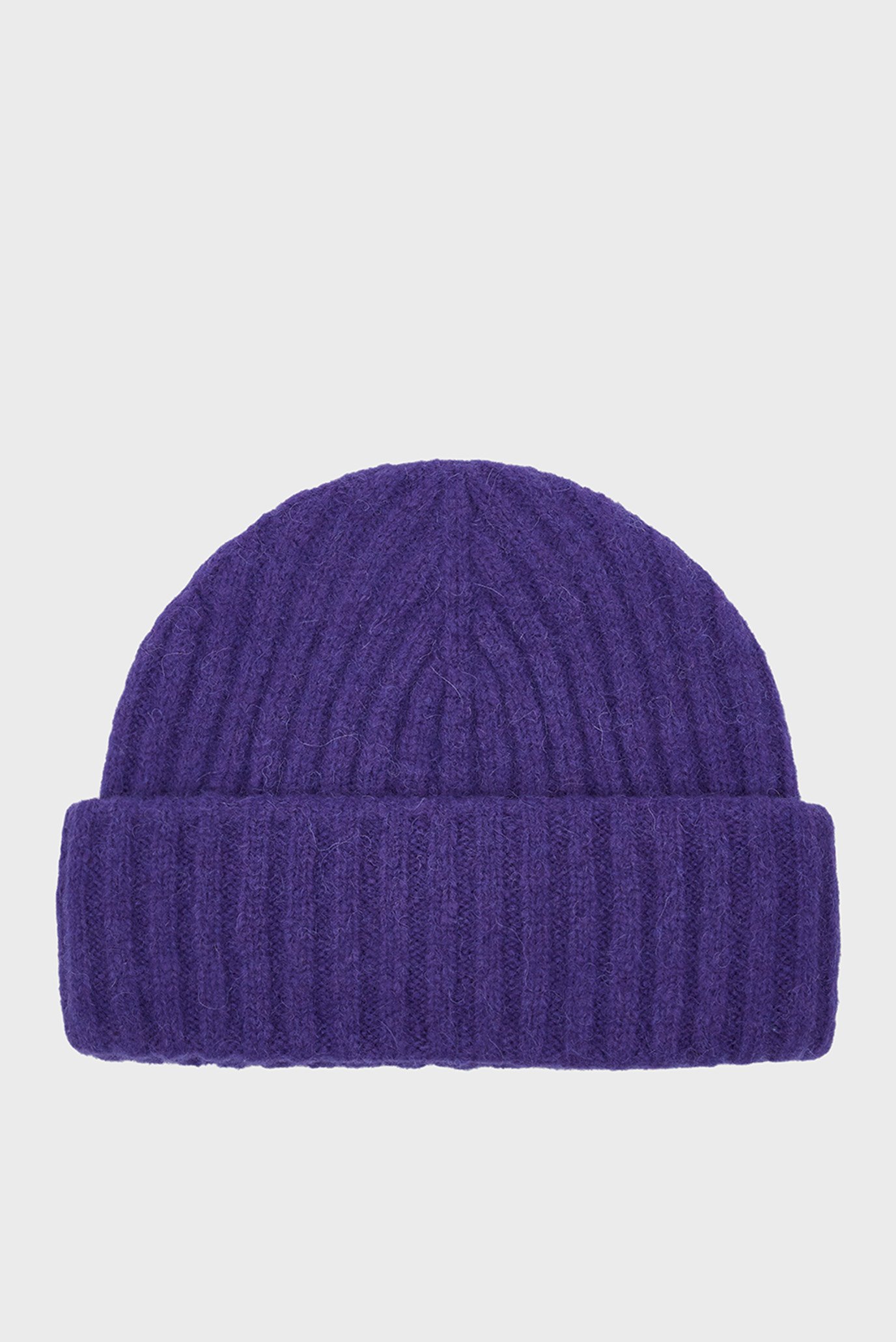 Жіноча фіолетова вовняна шапка RIBBED BEANIE 1
