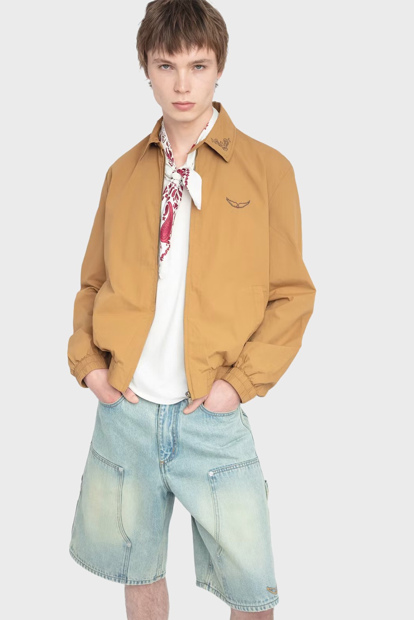 Мужская бежевая ветровка Loann Бежевый L ZADIG&VOLTAIRE WMOW01404_SAFARI Мужская бежевая ветровка Loann Бежевый L ZADIG&VOLTAIRE WMOW01404_SAFARI