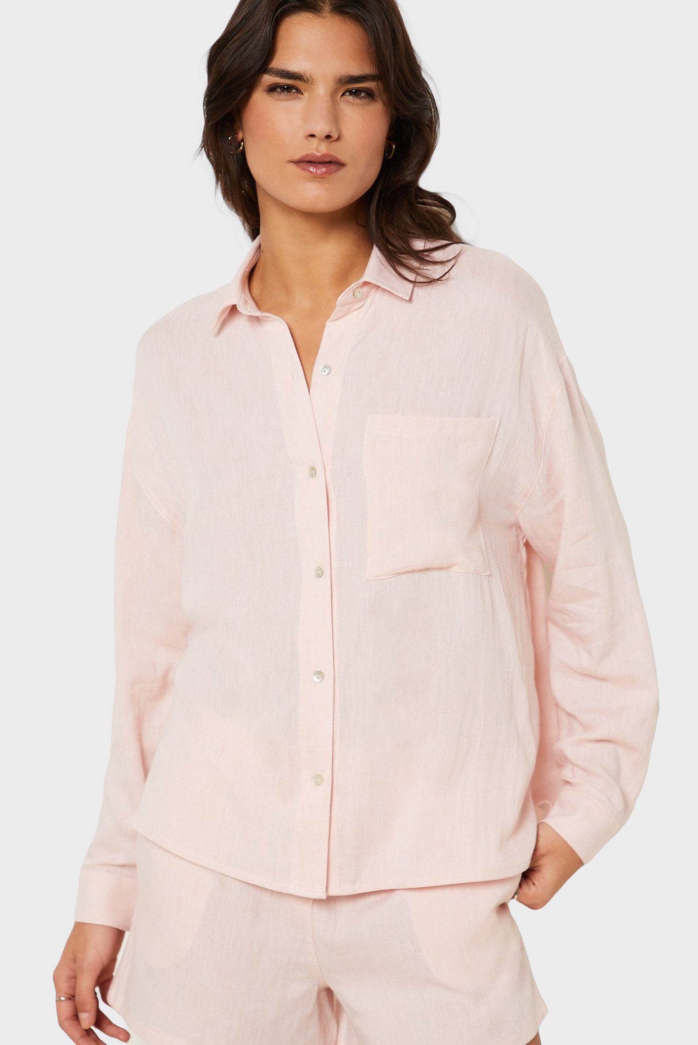 Женская розовая льняная рубашка JUSTINE 1