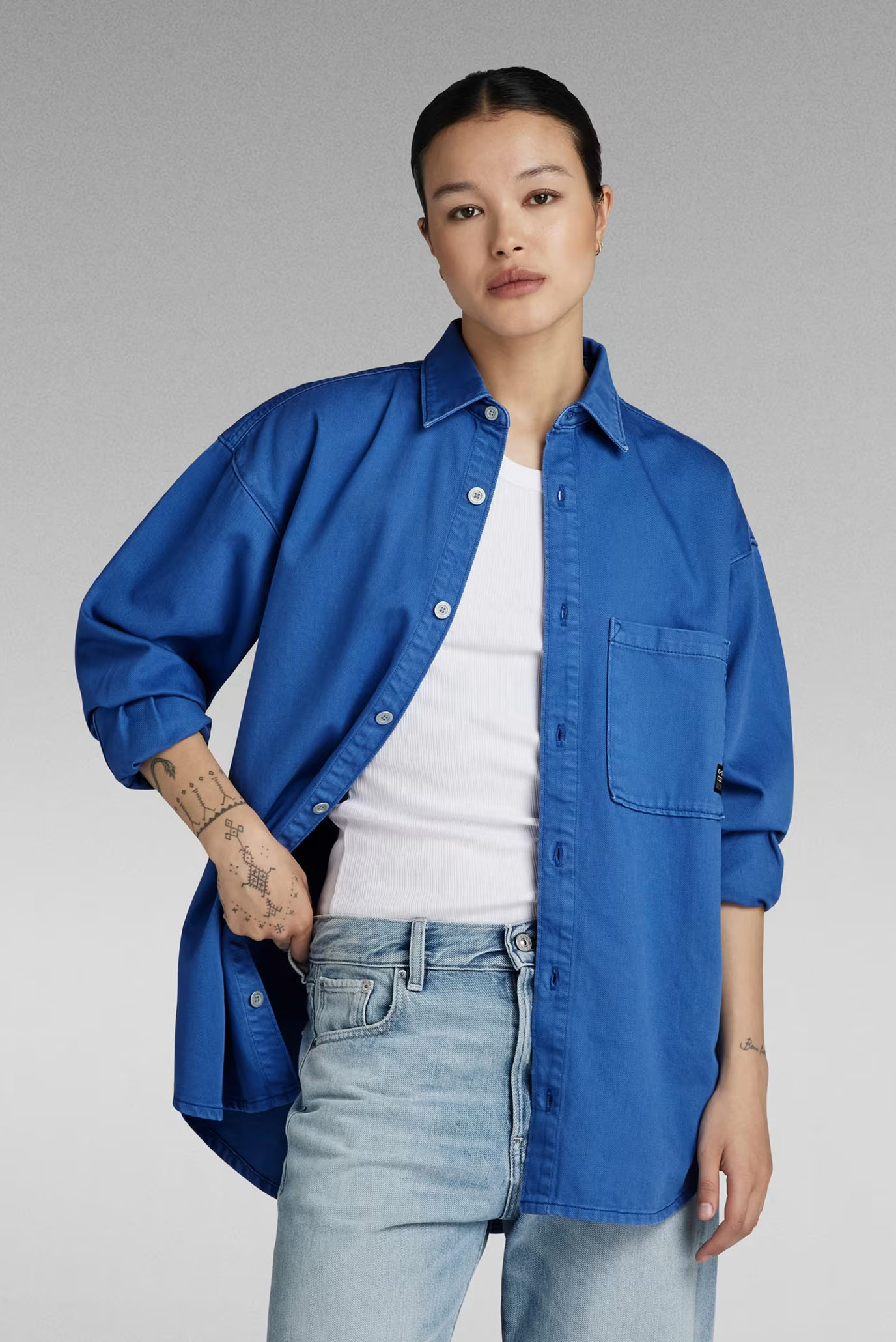 Женская синяя джинсовая рубашка Relaxed Denim Overshirt 1
