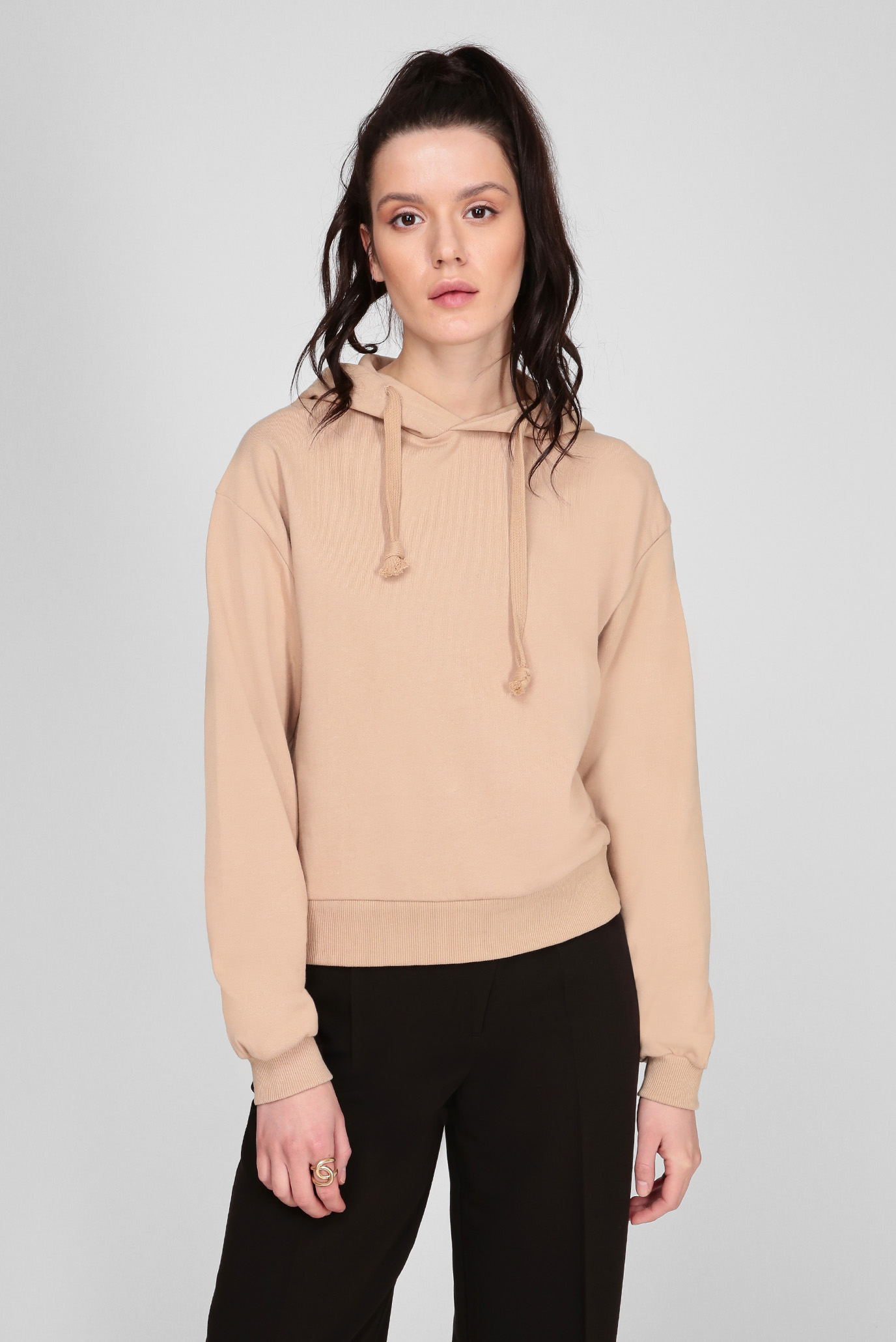 Женское бежевое худи NA-KD 1044-000022 — MD-Fashion